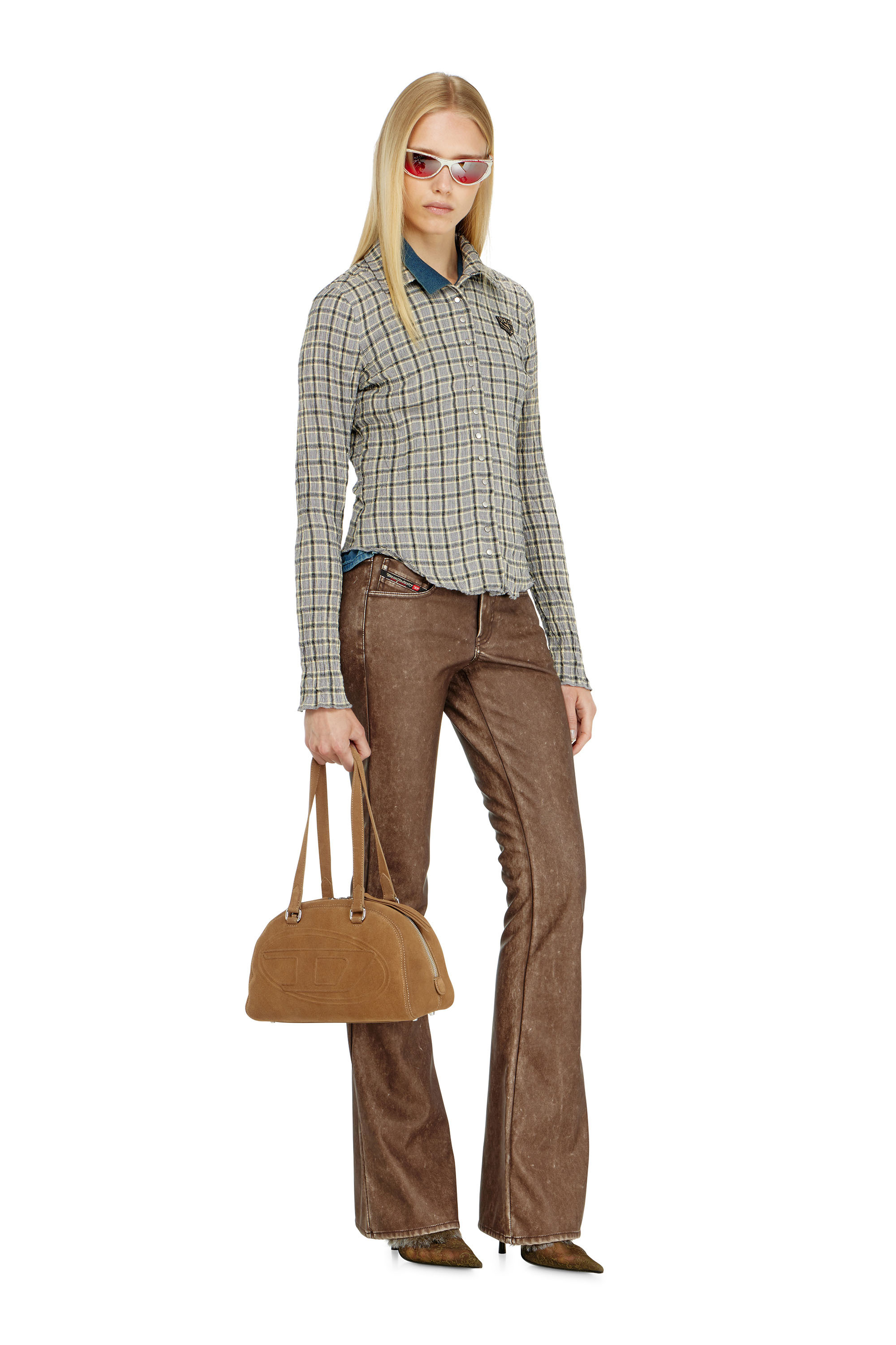 Diesel - C-ARRILON, Woman's Check shirt with seersucker effect in null - 1