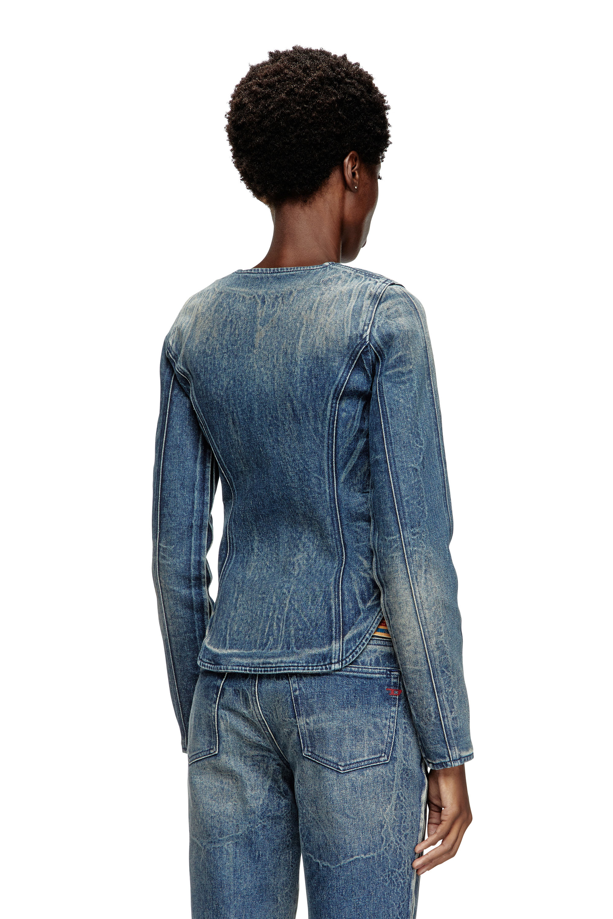 Diesel - DE-GARY-FSG, Woman's Jacket in Ghost Embossed denim in Dark Blue - 4