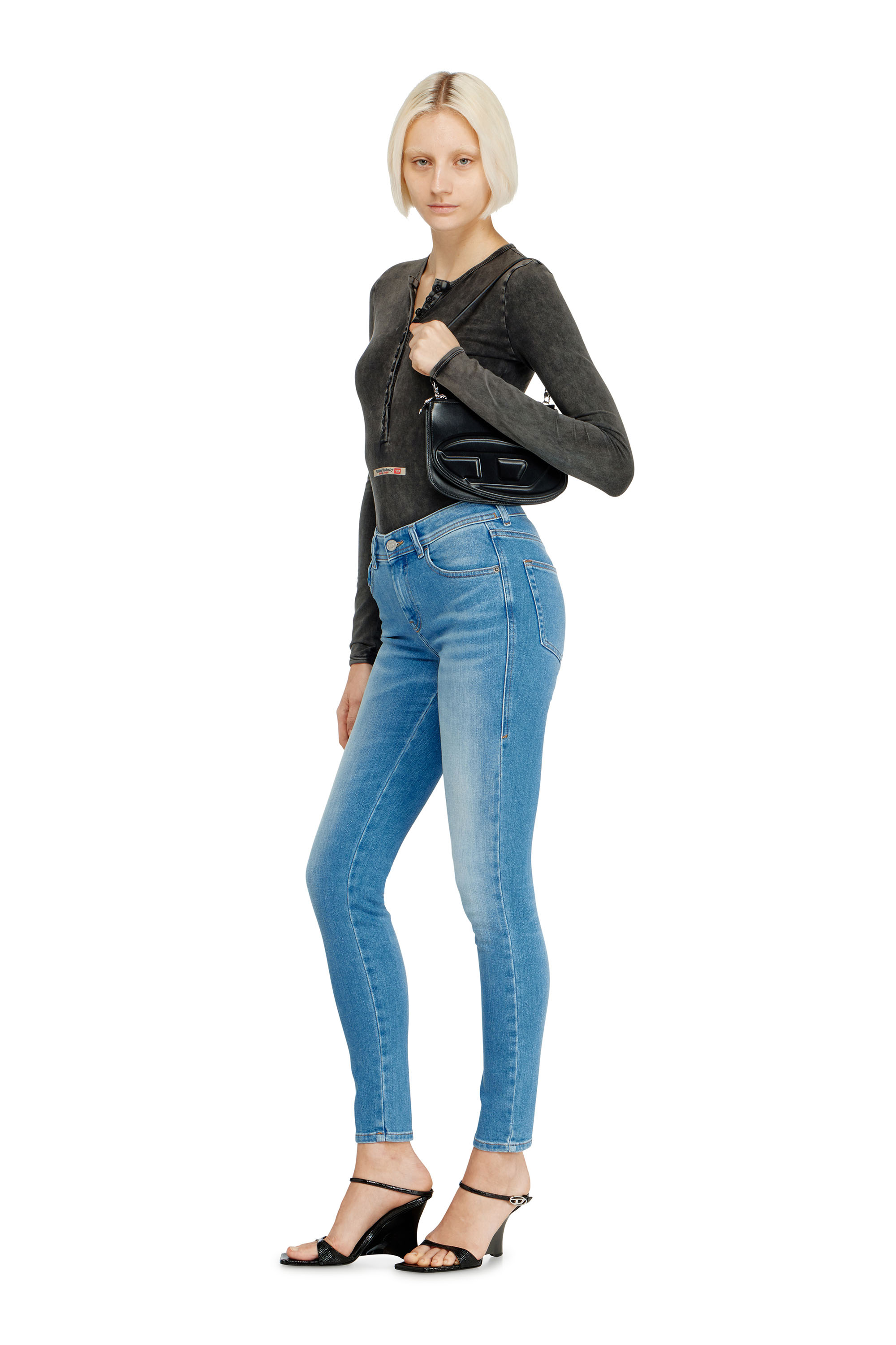 Diesel - 1DR TWIN, Woman's 1DR Twin-Double-pouch shoulder bag in printed leather in Black - 2