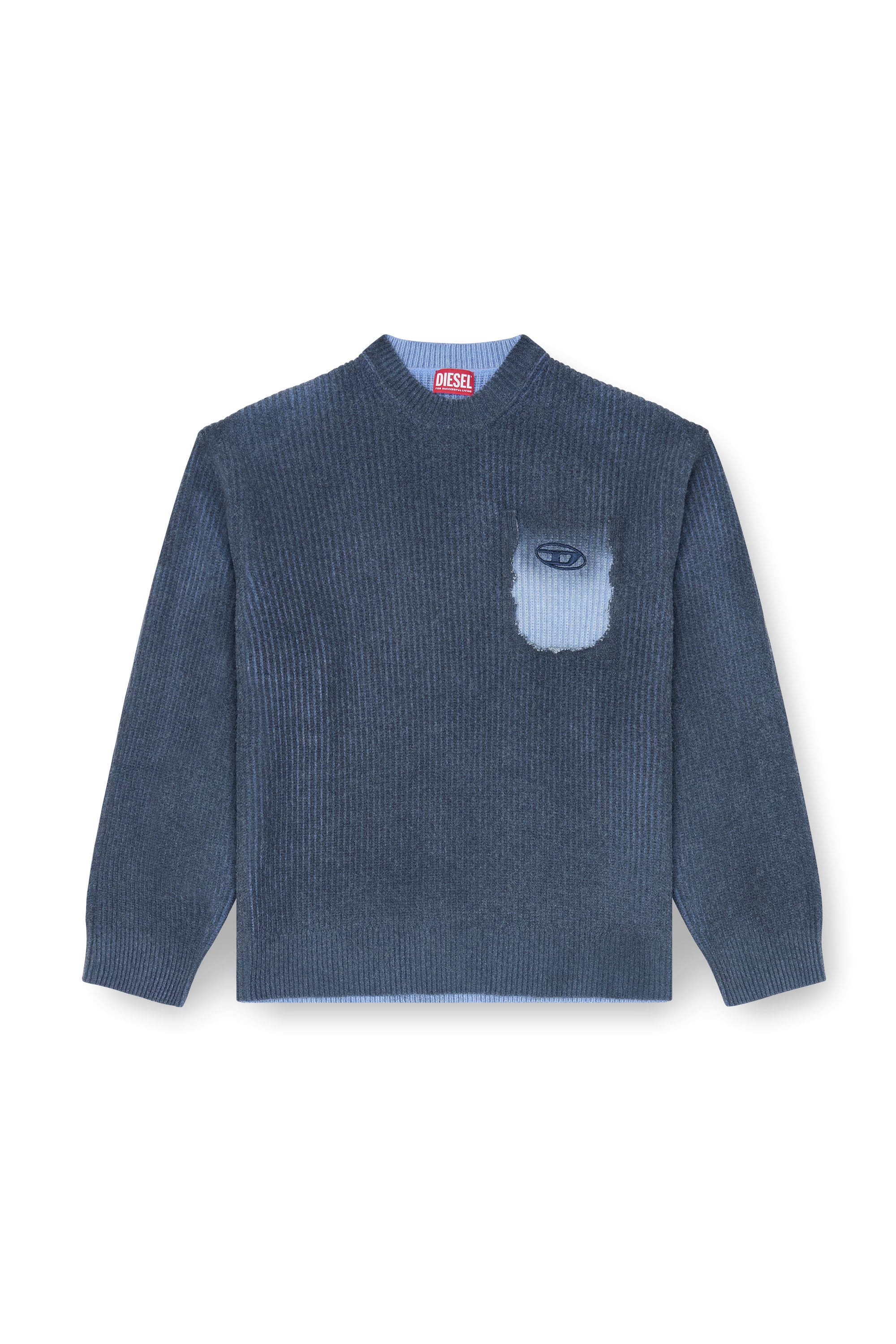 Diesel - K-PICKLER, Man's Wool-blend jumper with mock pocket in Blue - 3