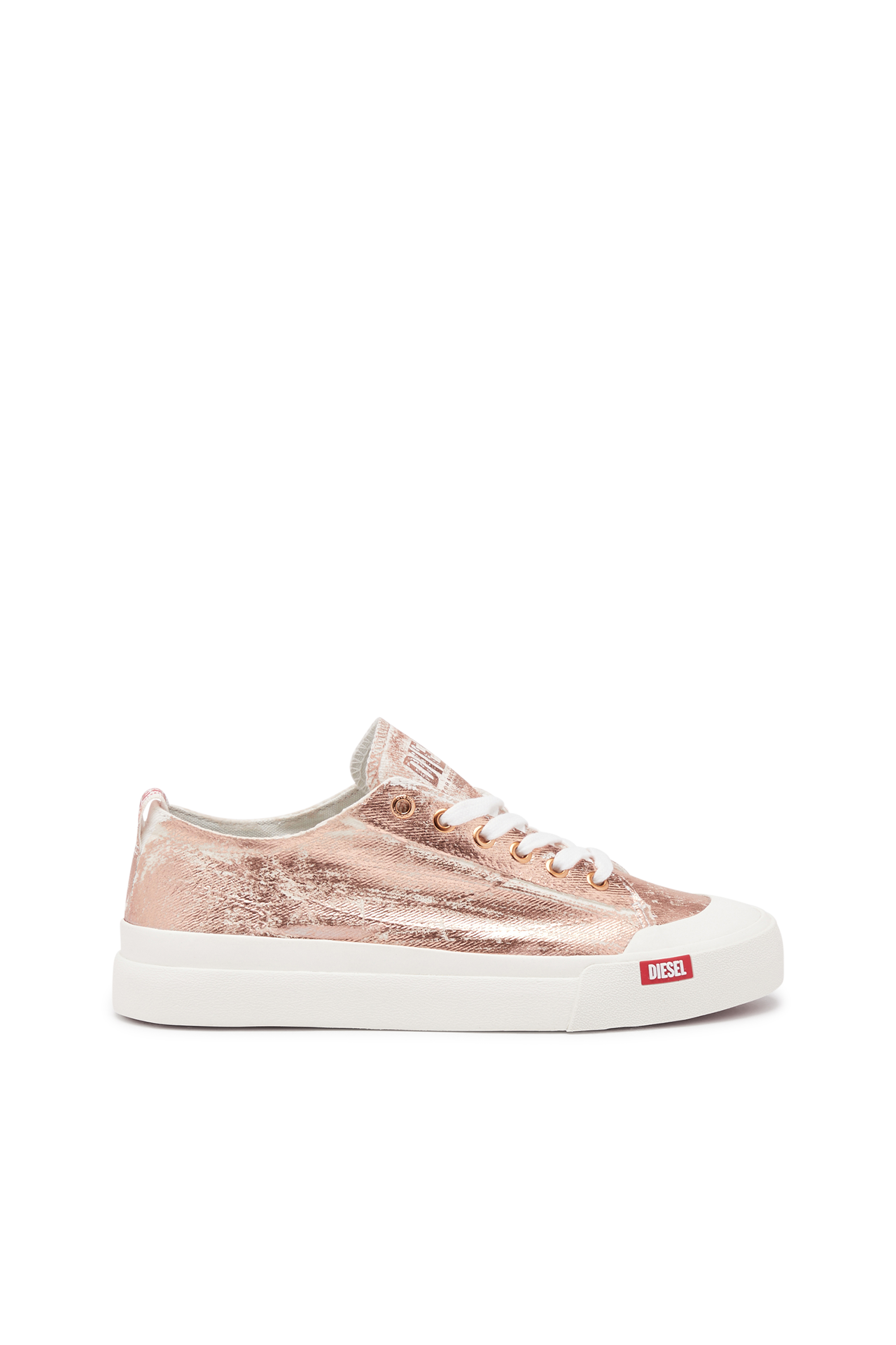 Diesel - S-ATHOS LOW W, Woman S-Athos Low-Distressed sneakers in metallic canvas in Pink - Image 1