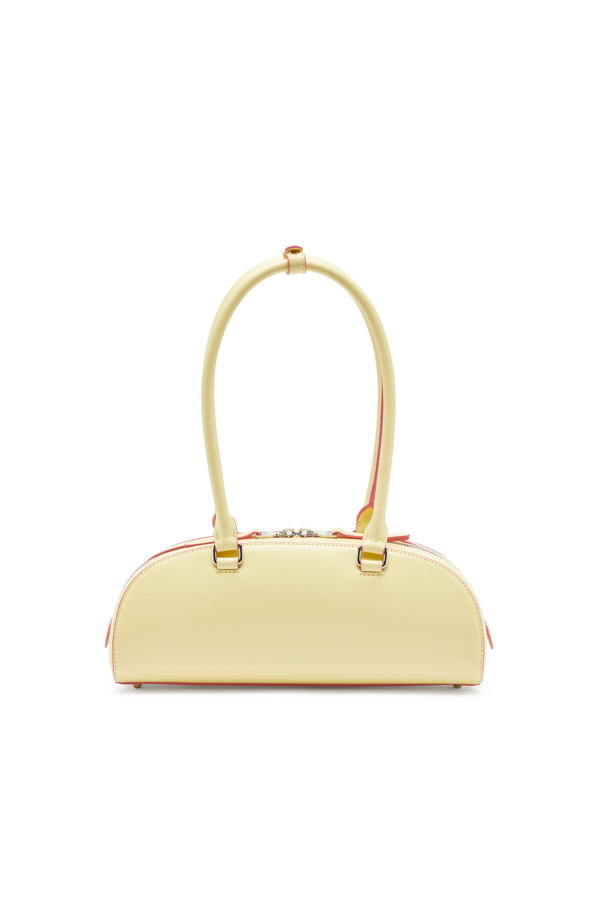 Diesel - 1DR DOME SHOULDER EW, Woman's 1DR Dome - Elongated bowling bag in leather in Yellow - 2
