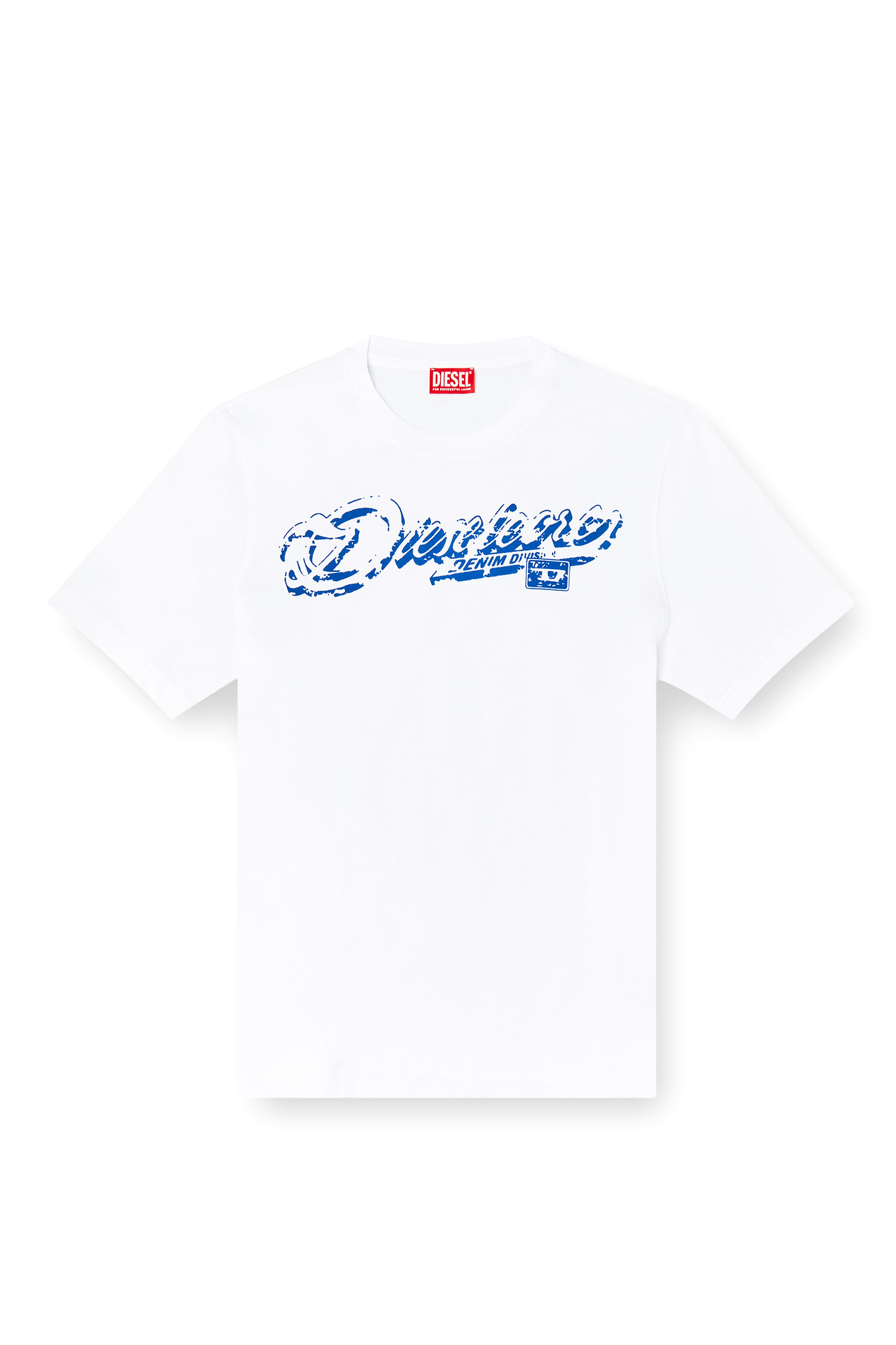 Diesel - T-ADJUST-R7, Man's T-shirt with distressed flocked logo in White - 3