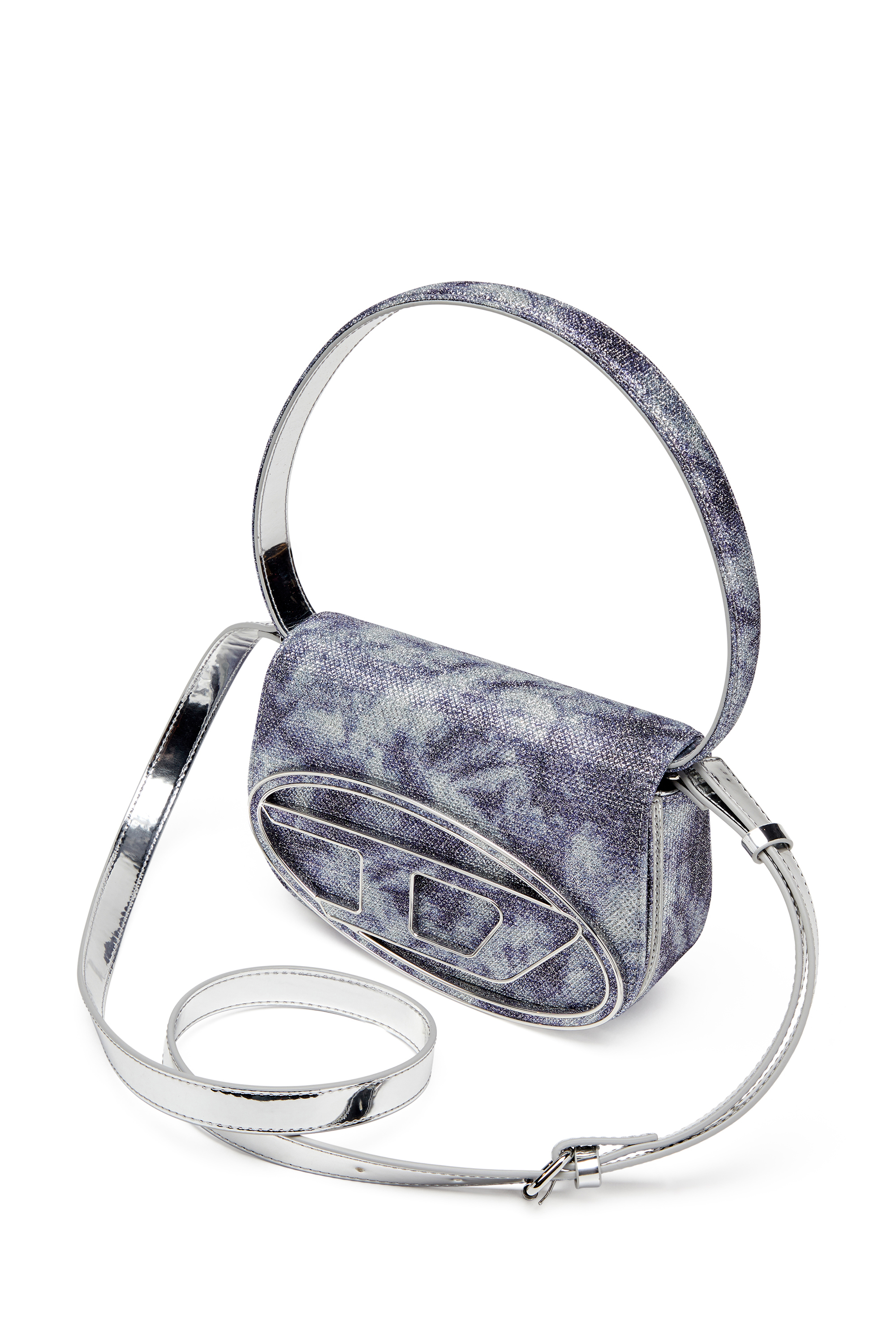 Diesel - 1DR, Woman's Iconic shoulder bag in shimmer fabric in Blue - 5