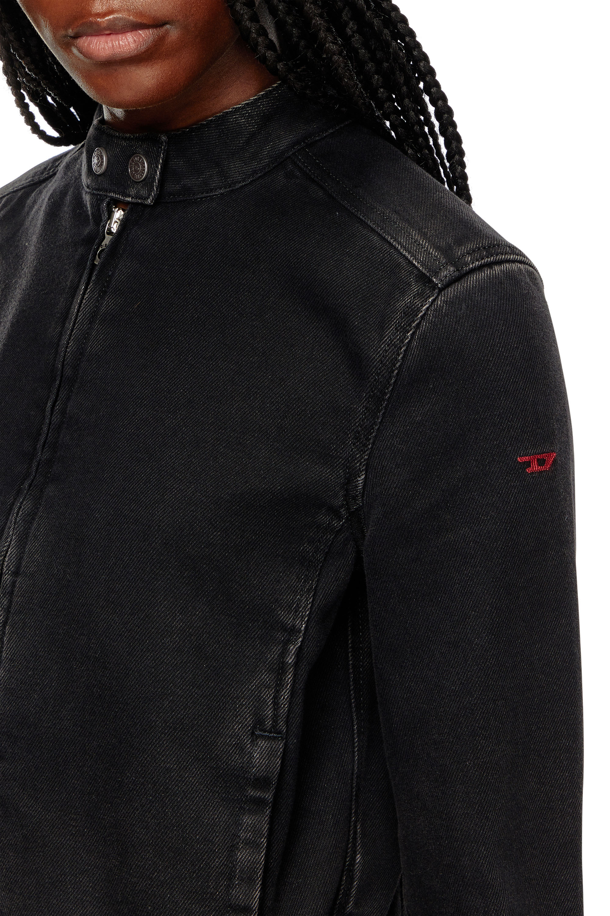 Diesel - DE-MORNIN, Woman Moto jacket in denim in Black - Image 3