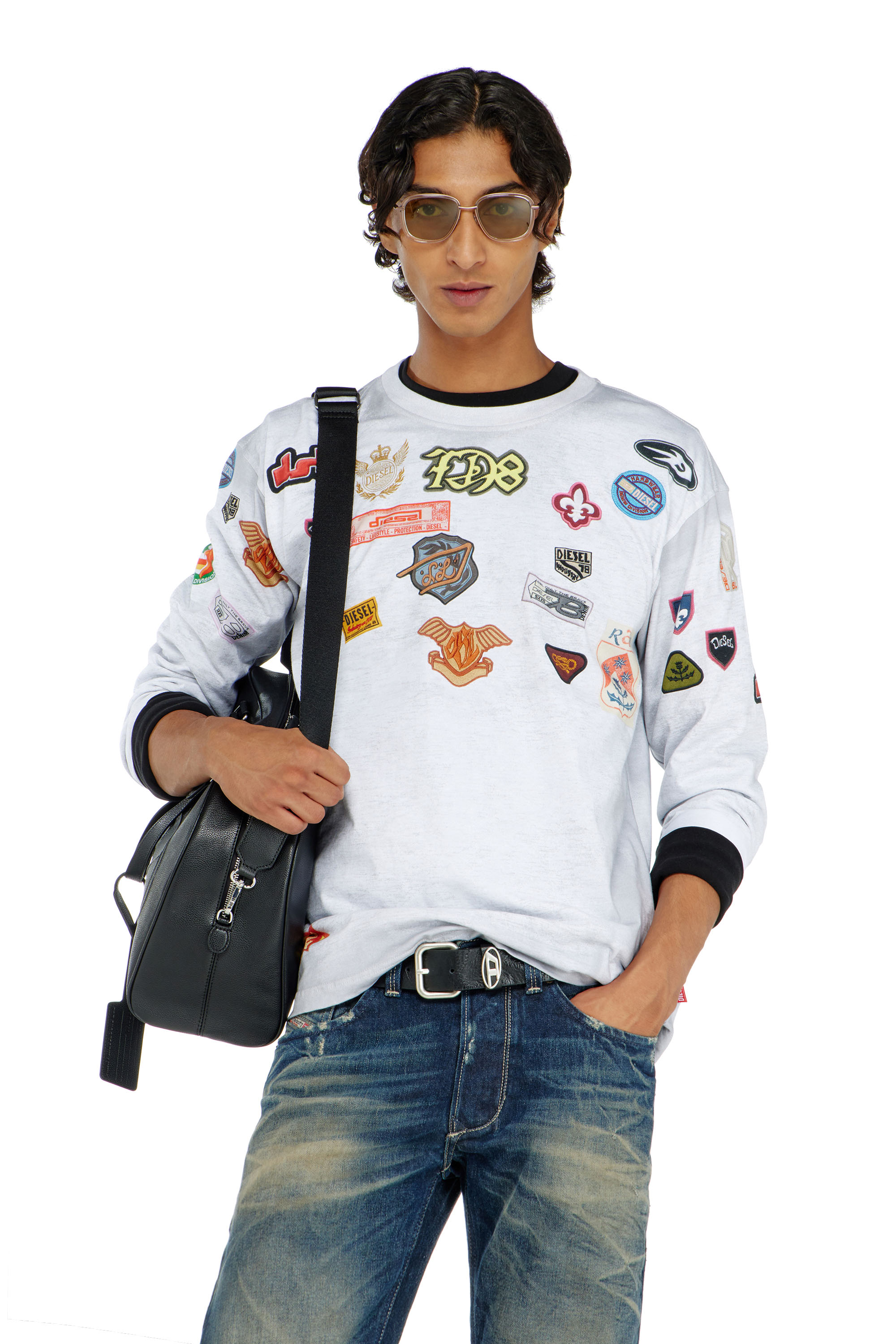 Diesel - T-NORME-LS-PATCHES, Man's Long-sleeve T-shirt with all-over patches print in null - 1