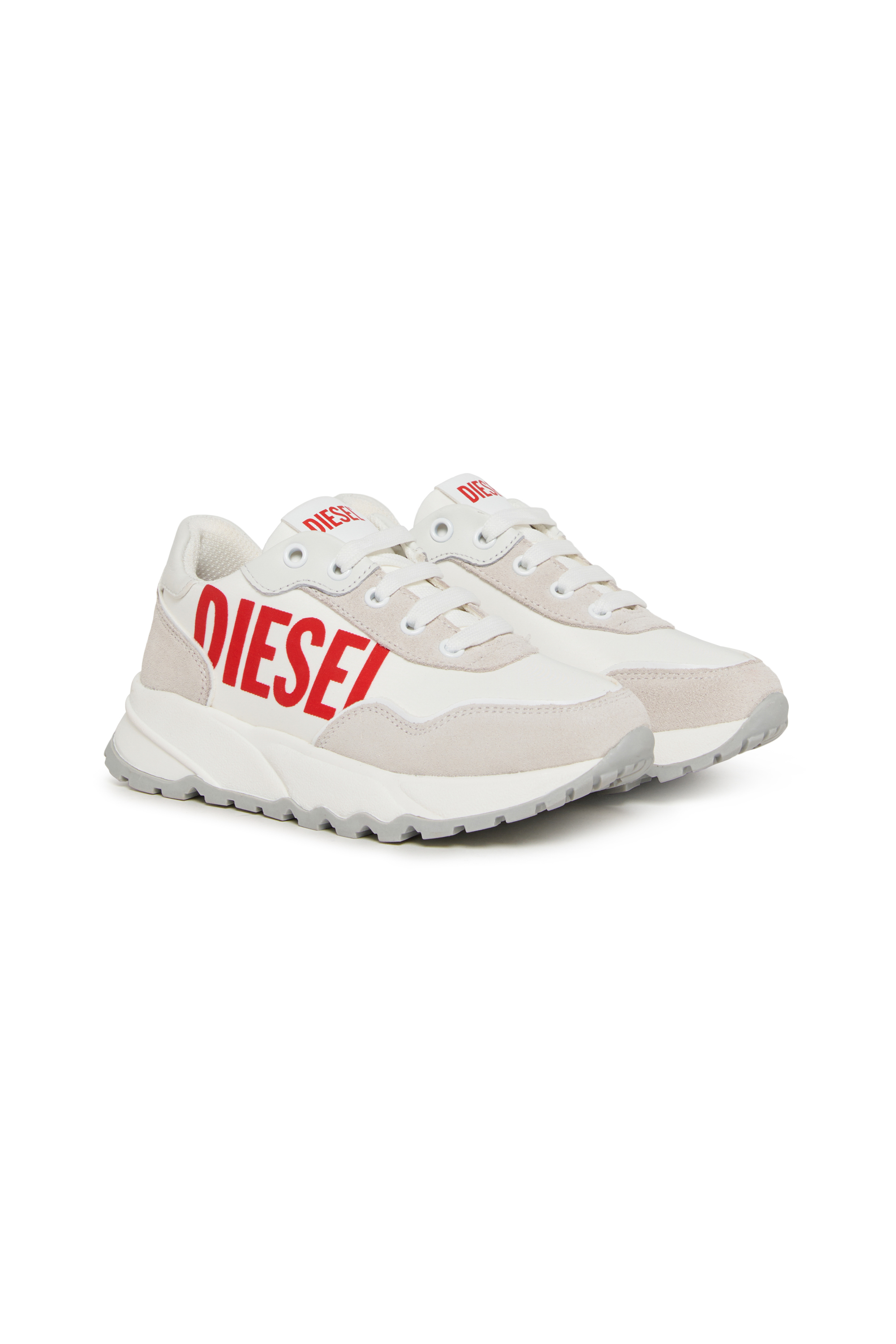 Diesel - S-RUNLOG, Unisex's S-RUNLOG-Sneakers in leather with maxi logo in White/Red - 2