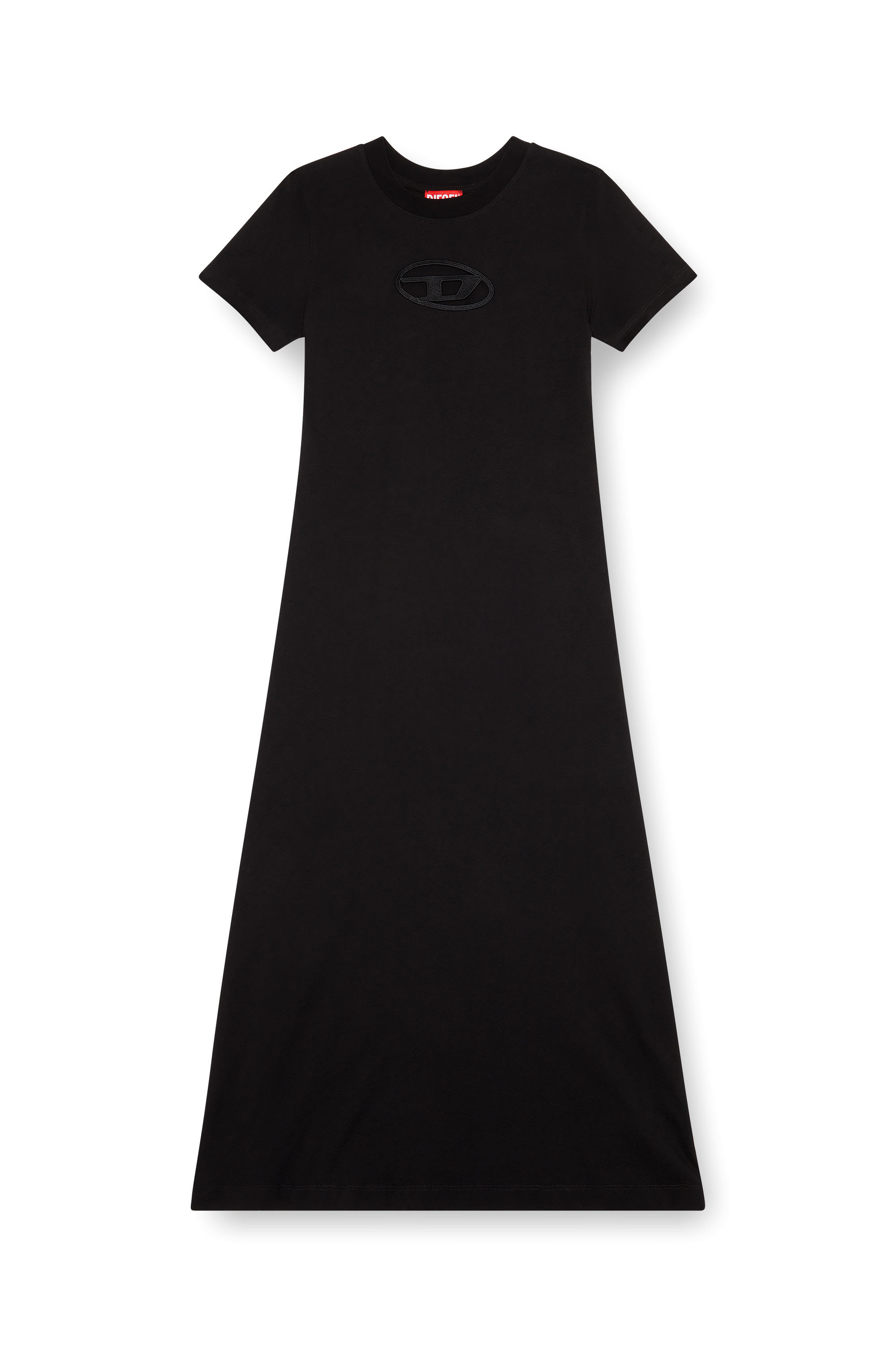 Diesel - D-ALIN-OD, Woman's T-shirt dress with embroidered D in Black - 4