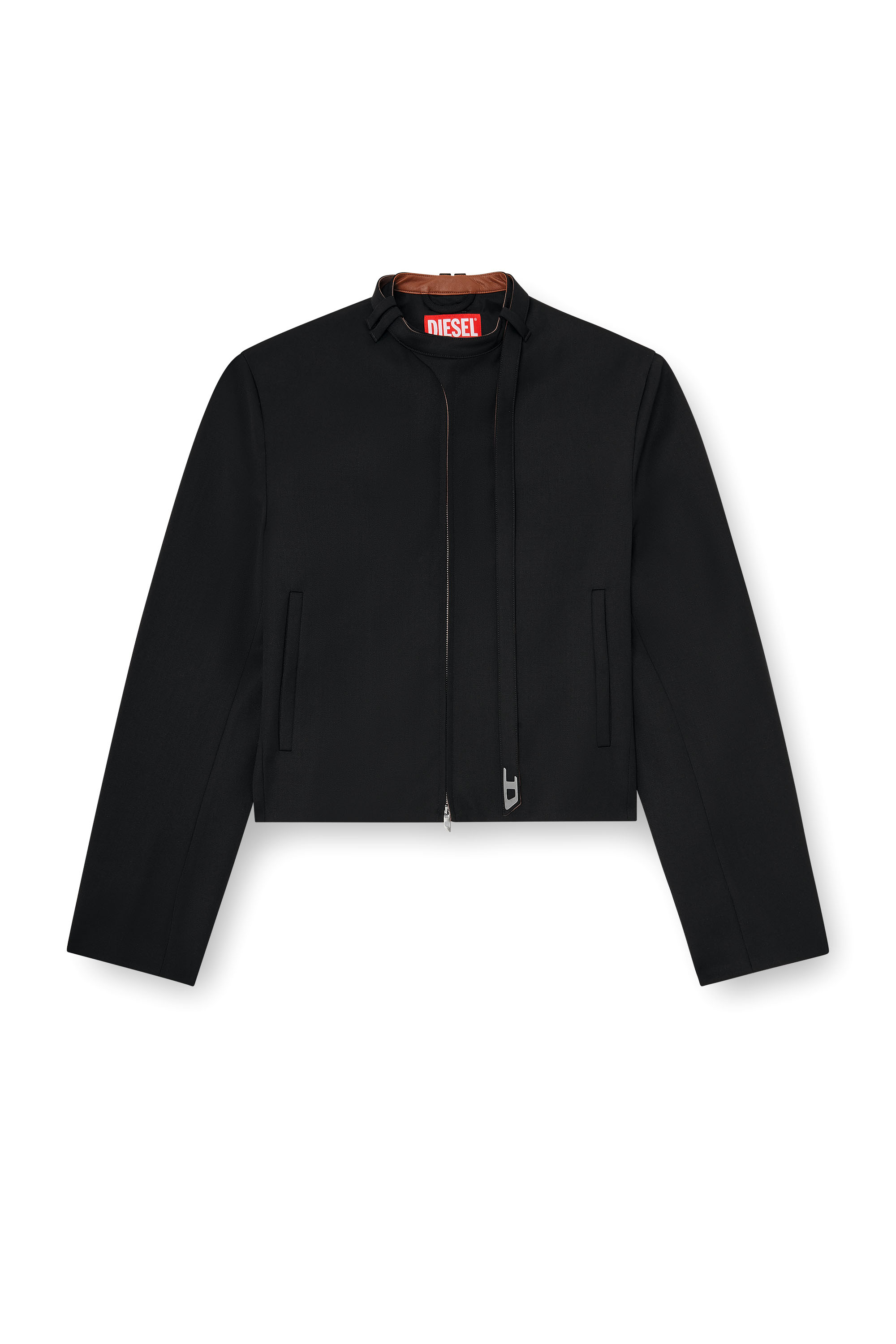Diesel - J-NURIEL-A, Man's Tailored jacket with biker neck strap in Black - 3