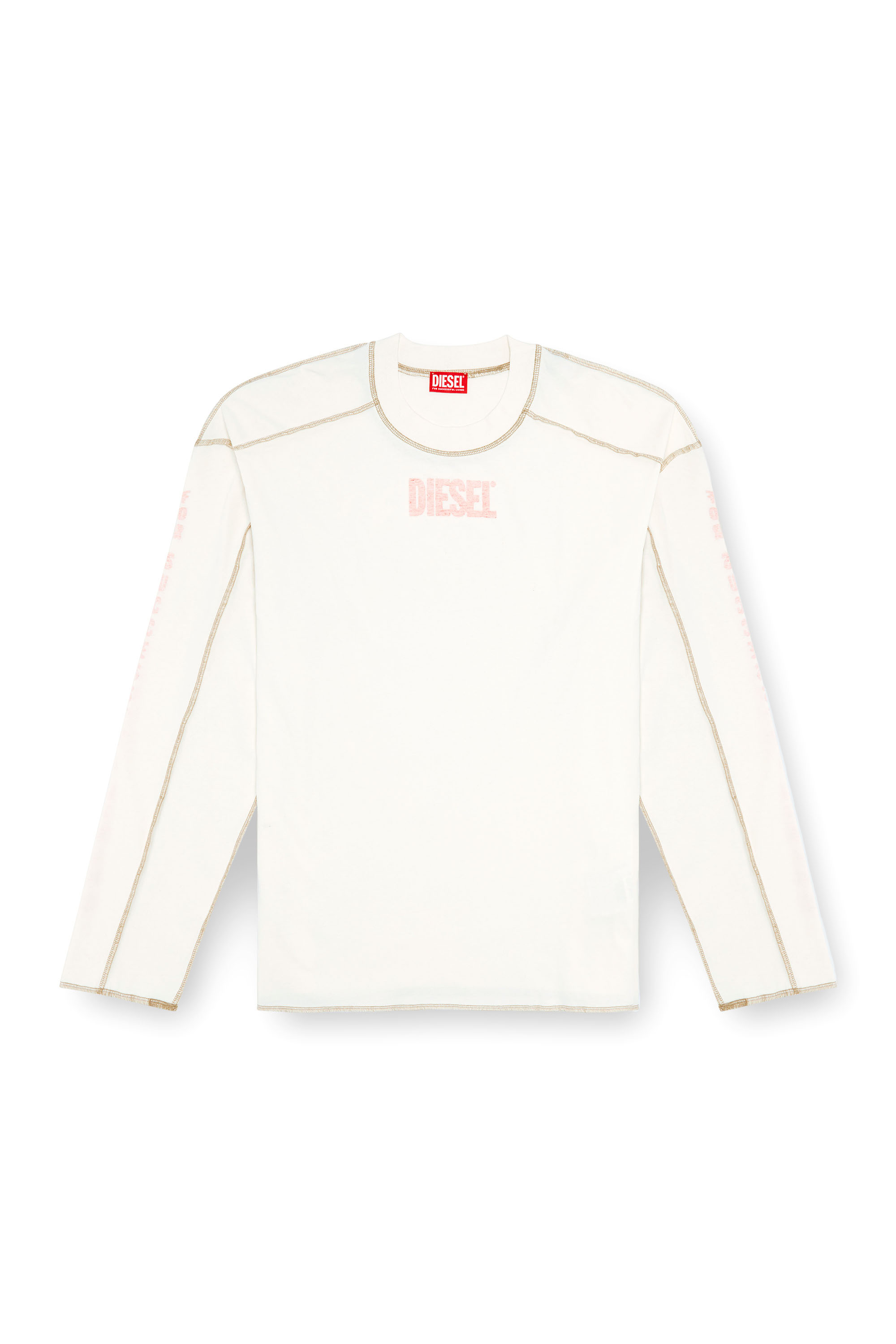 Diesel - T-CRAOR-LS, Man Long-sleeve T-shirt with inside-out effect in White - Image 3