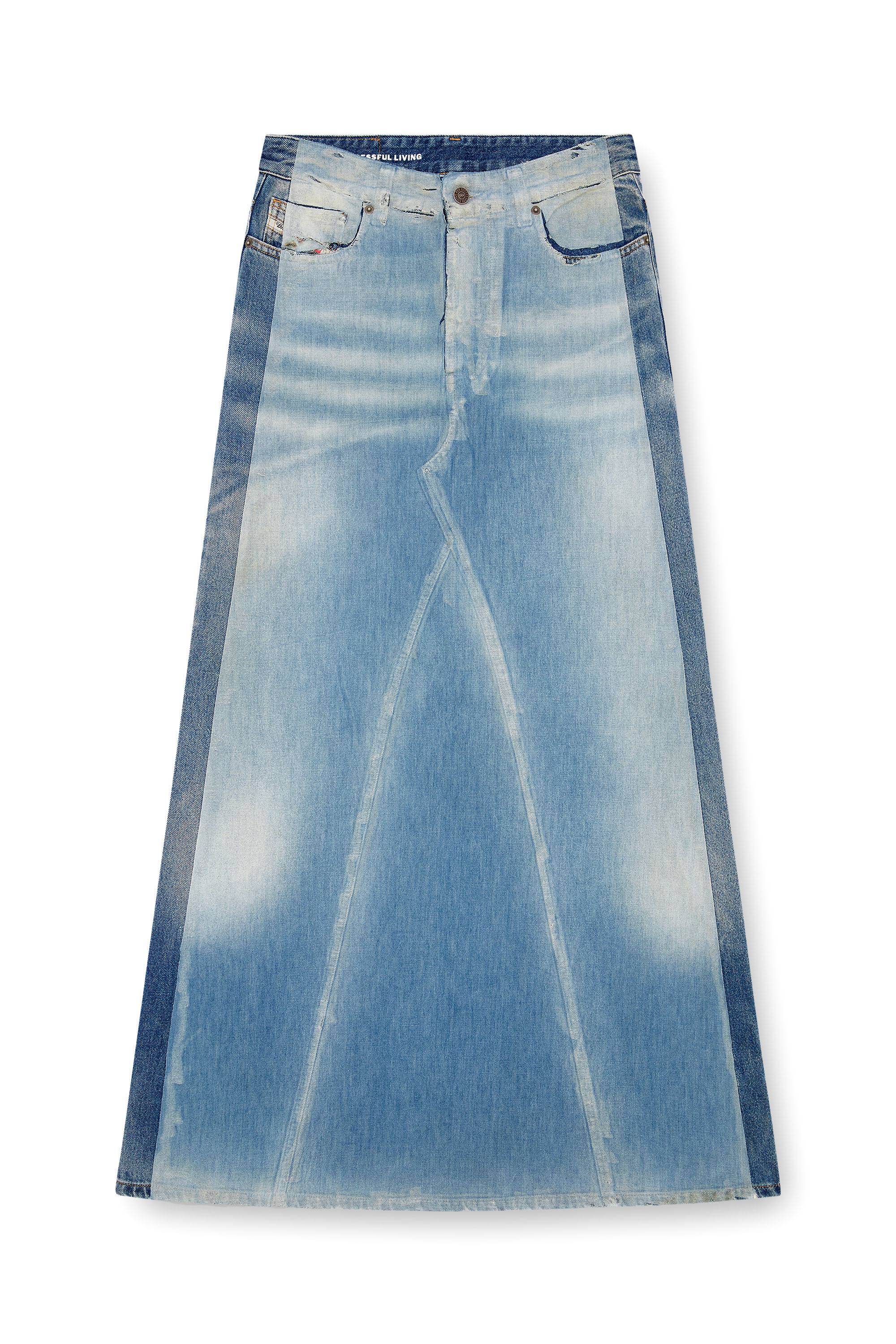 Diesel - DE-PAGO-S4, Woman Long skirt in peel-off denim in Blue - Image 4