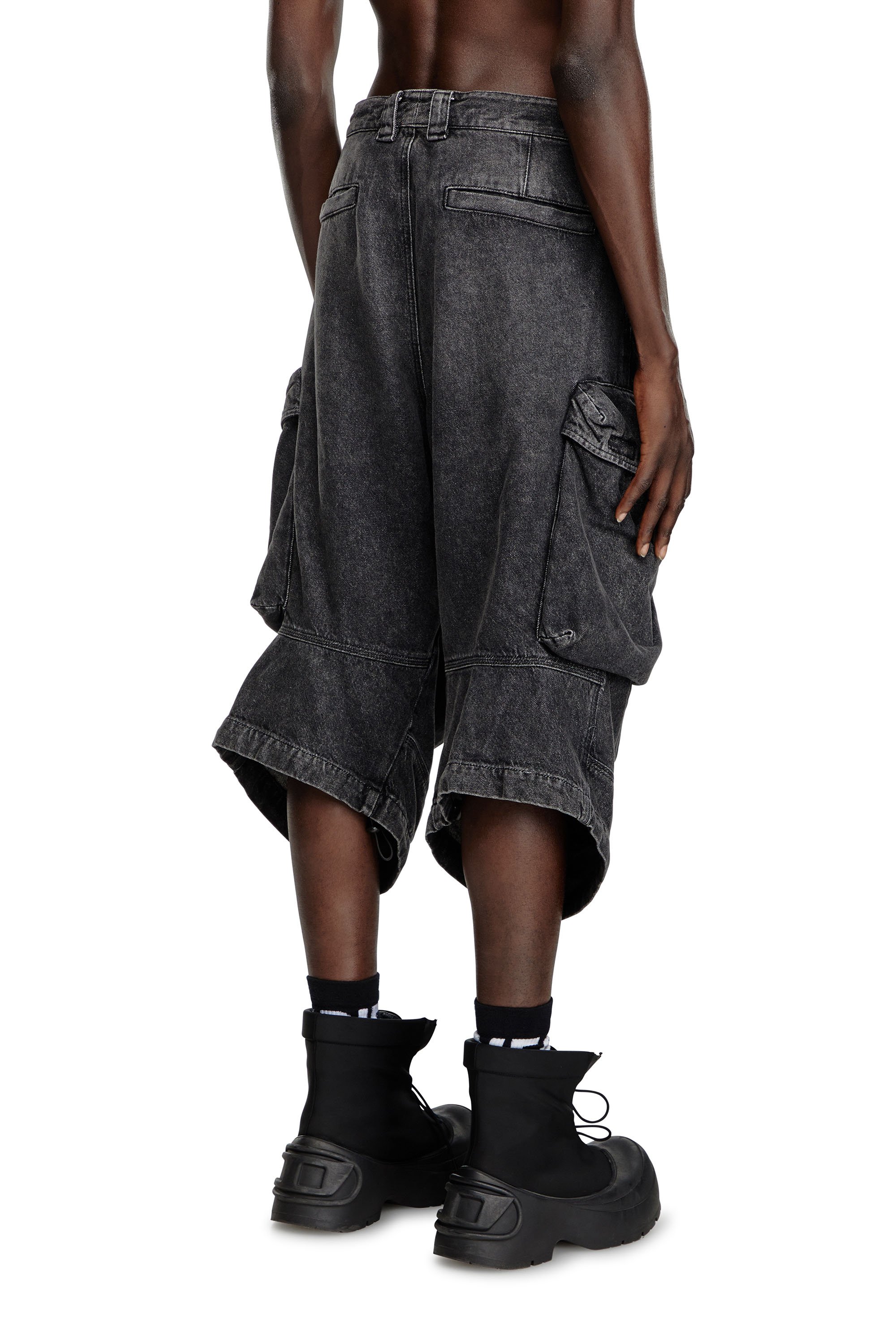 Diesel - D-ARNE-SHORT-S, Man's Long shorts in denim with cargo pockets in Black - 4