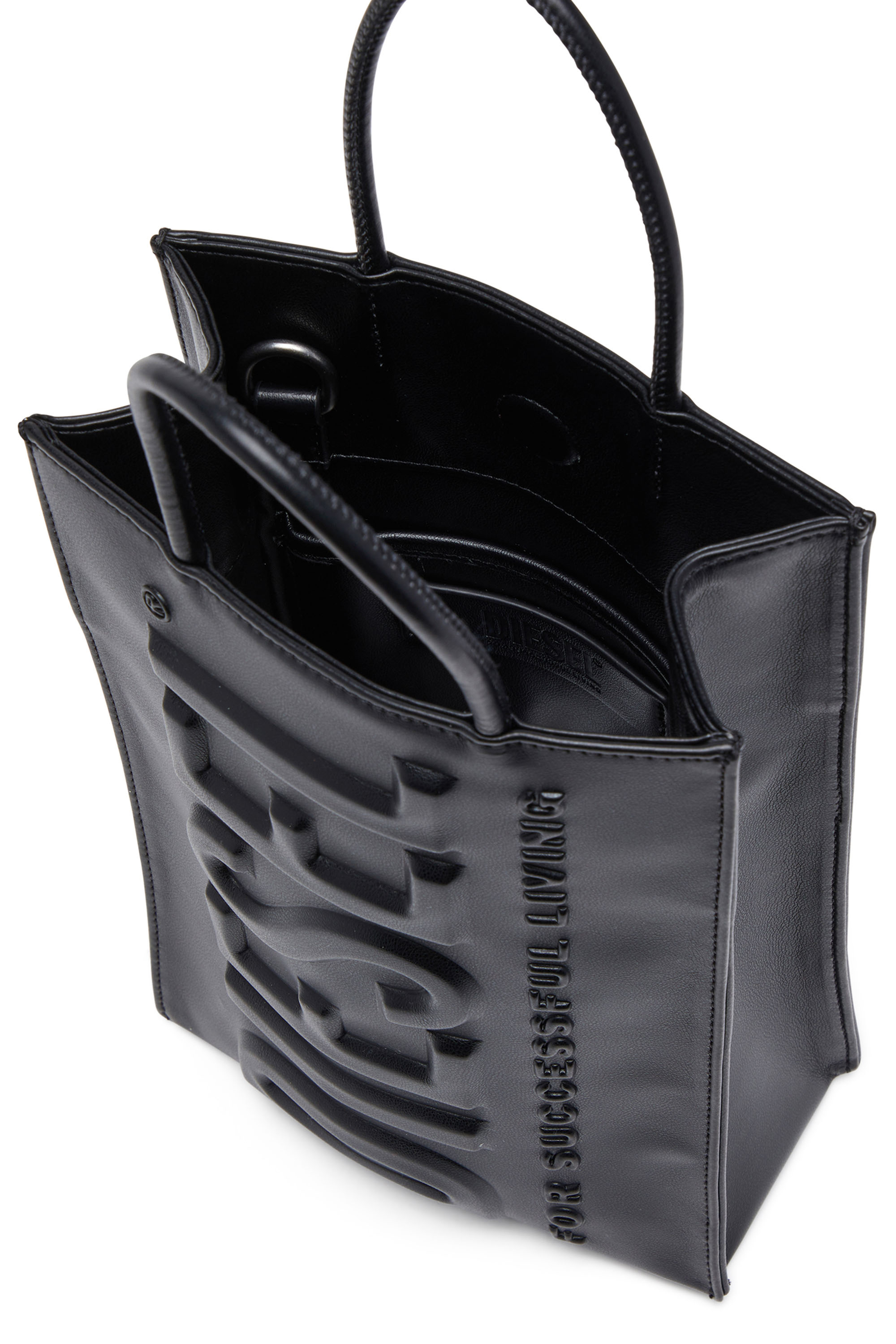 Diesel - DSL 3D SHOPPER M X, Man's Dsl 3D M-PU tote bag with embossed logo in Black - 3
