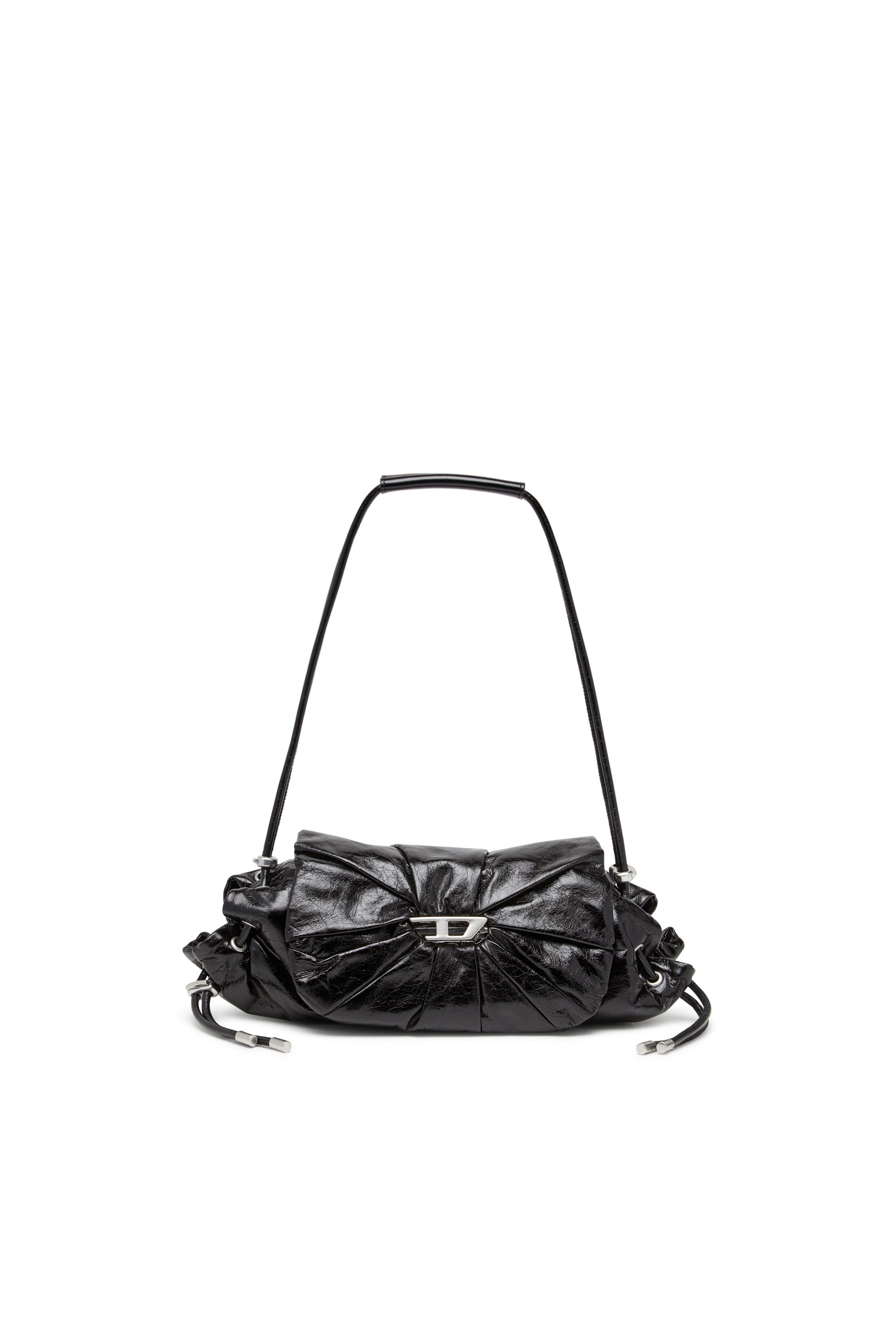 Diesel - SCRUNCH-D SHOULDER S, Woman's Scrunch-D S-Shoulder bag in scrunched leather in Black - 1