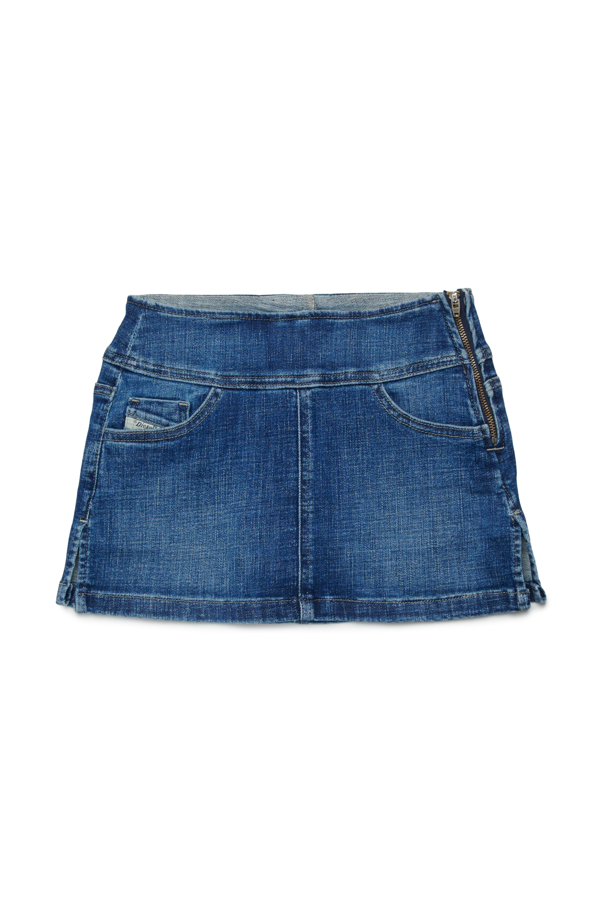 Diesel - GERLI, Woman's Denim mini skirt with undershorts in Medium blue - 1