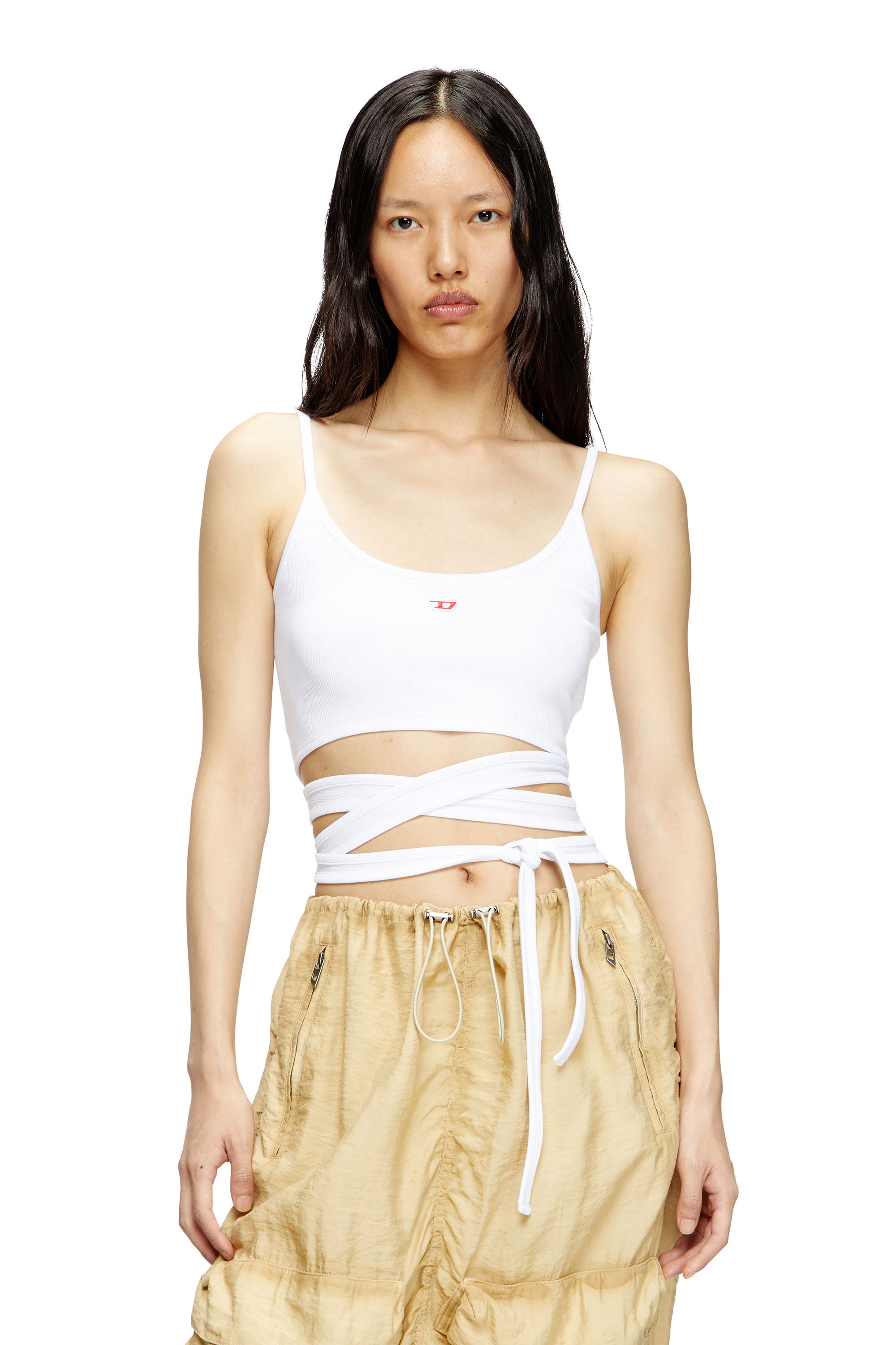 Diesel - T-LEYA-TAIL, Woman's Vest top with wrap ties in White - 1
