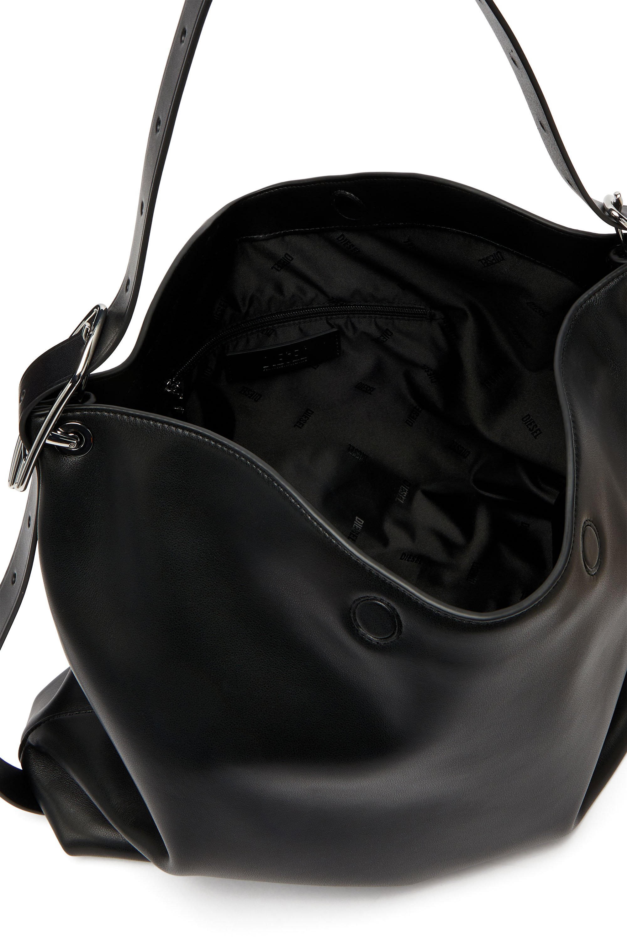 Diesel - D-LINE HOBO, Woman's D-Line-Leather hobo bag in Black - 5