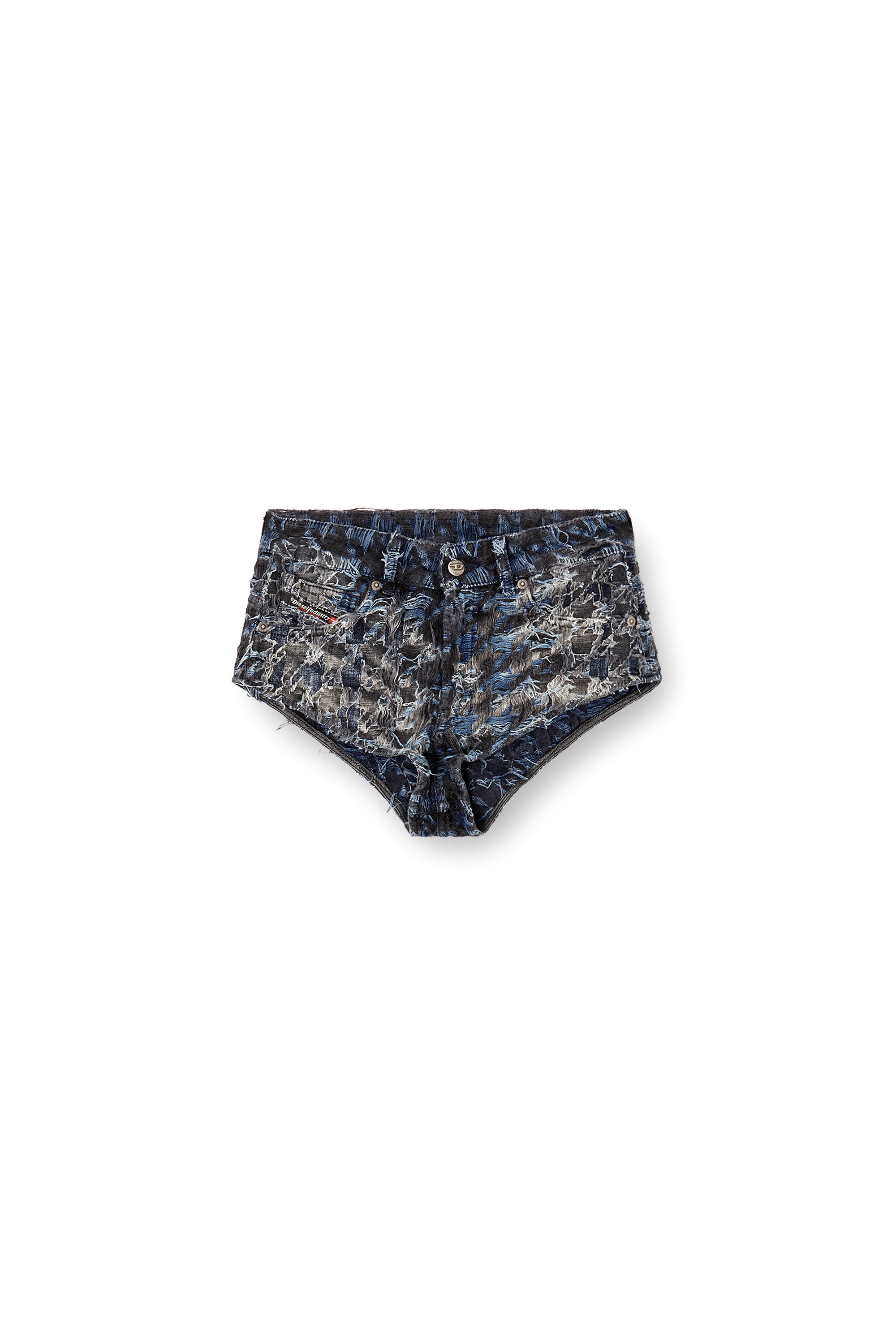 Diesel - DE-JIZZ-FSH2, Woman's Shorts in houndstooth tie-dye denim in Dark Blue - 3