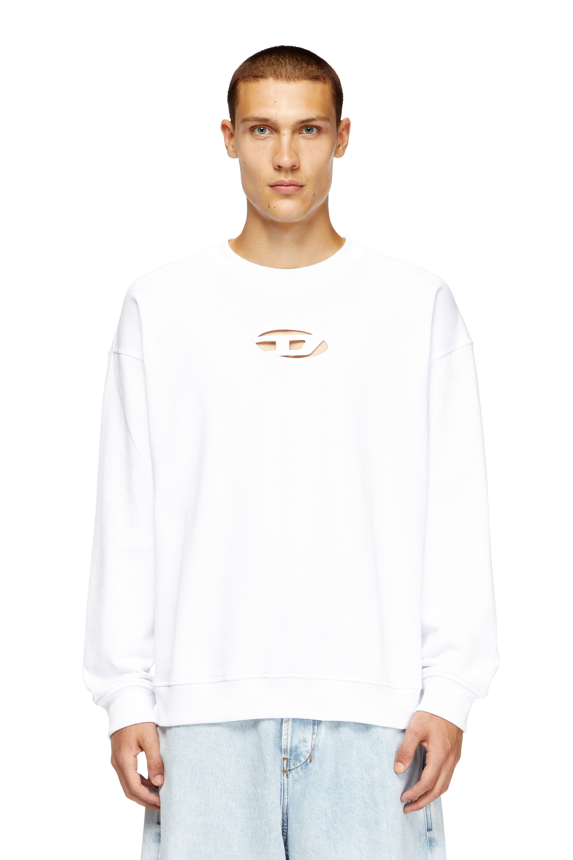 Diesel - S-BOXT-OD, Man's Sweatshirt with cut-out Oval D logo in White - 3