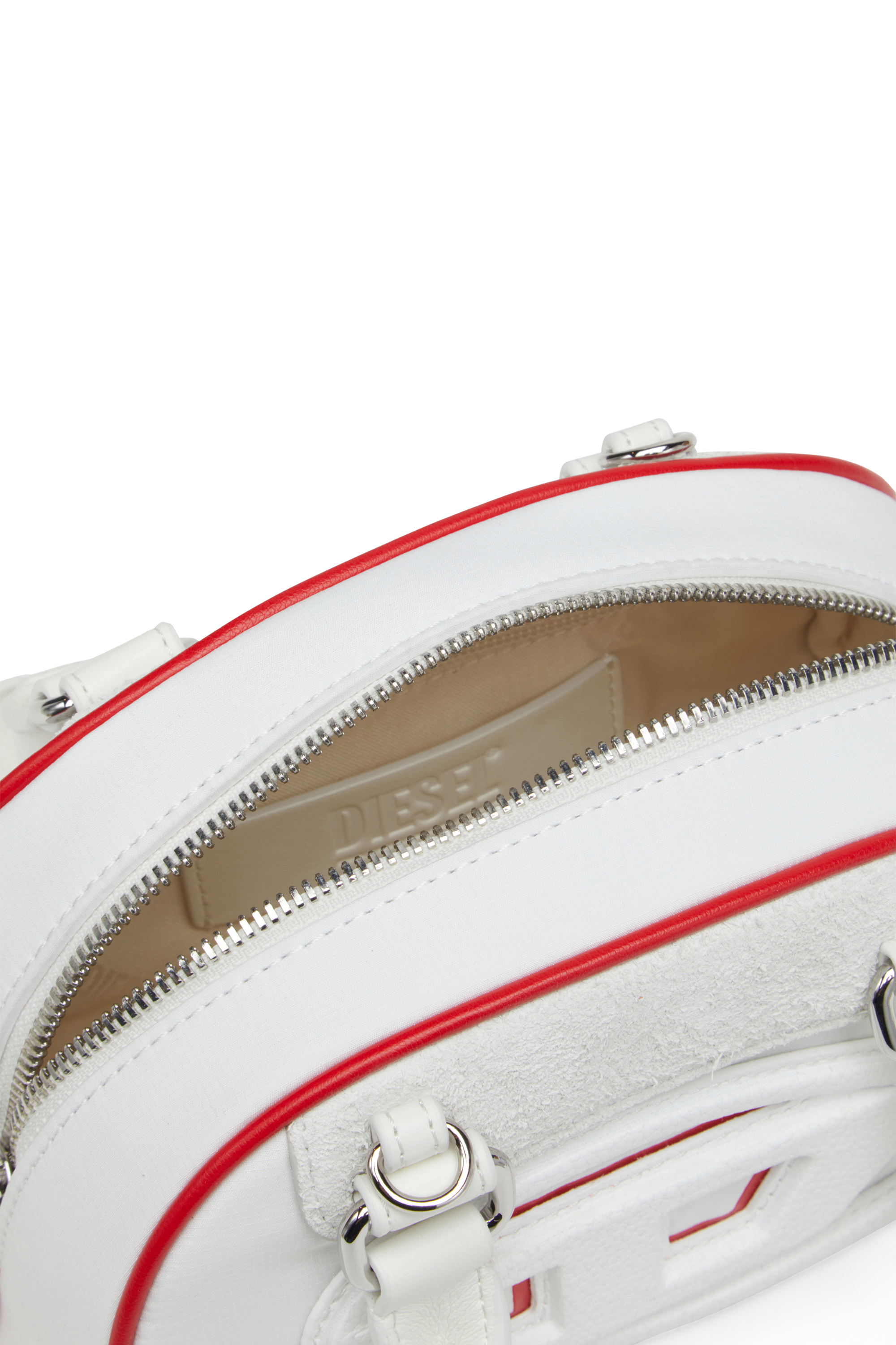 Diesel - 1DR DOME CROSSBODY, Woman's 1DR Dome-Colour-block mini bowling bag in White - 3