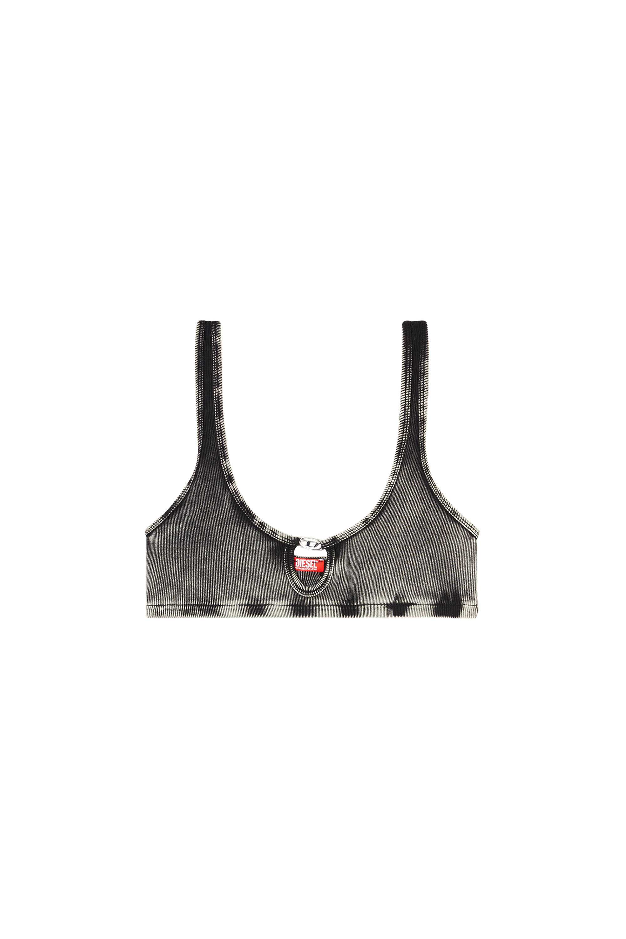 Diesel - FLORENCE-DNM, Woman's Soft bra in cotton rib with jewel Oval D in Grey - 3