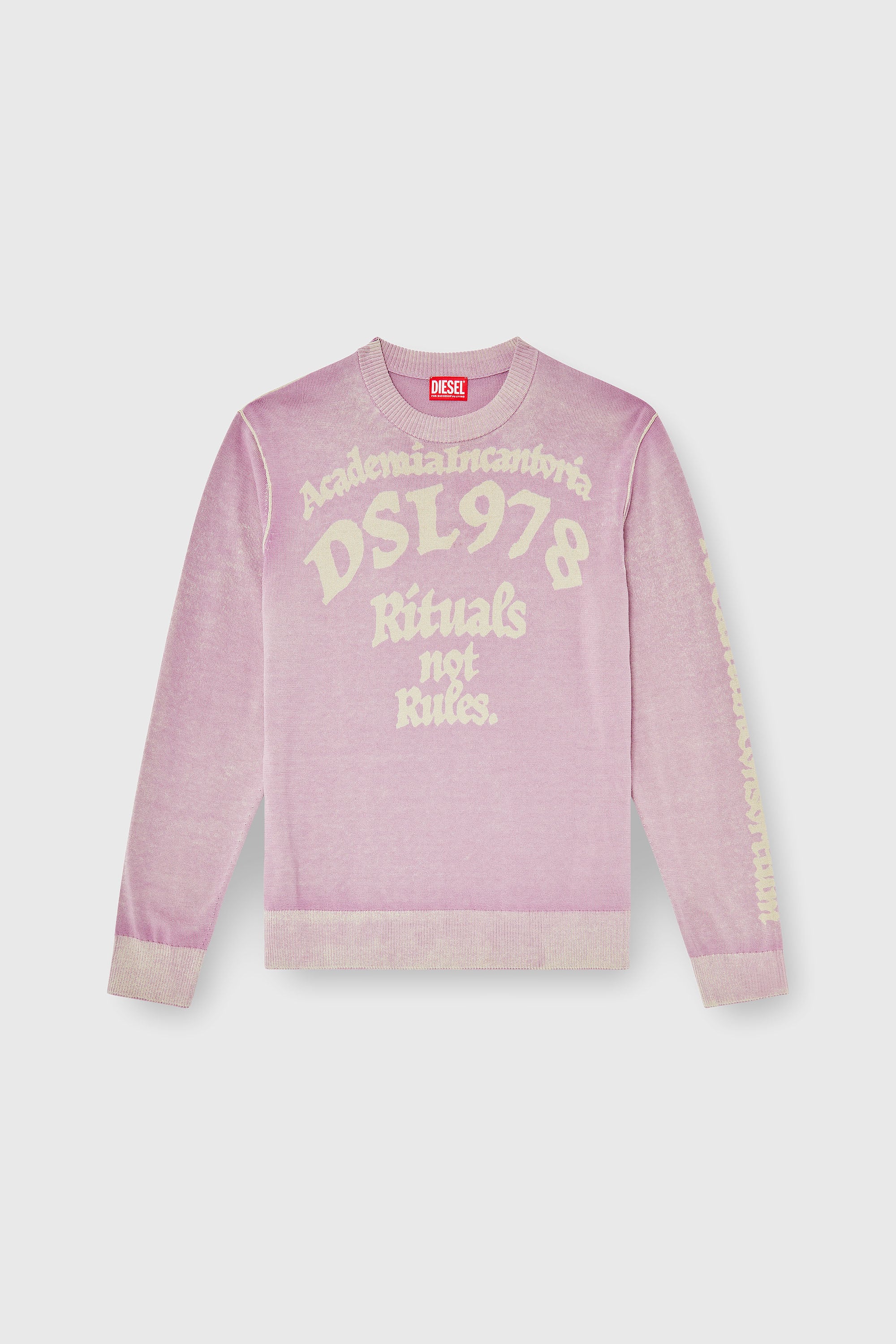 Diesel - K-LAUTI, Man's Treated cotton jumper with slogan in Lilac - 2
