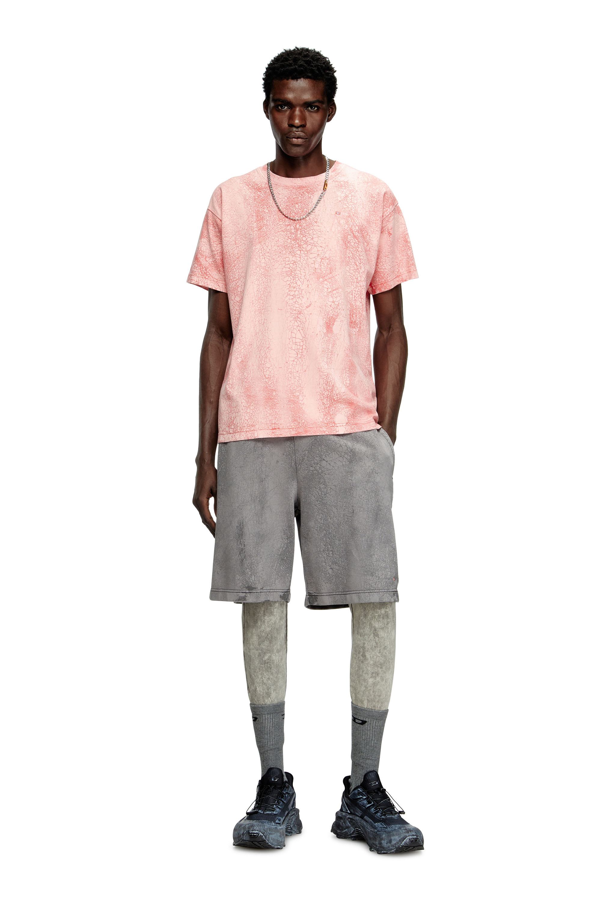 Diesel - T-NORM-T8, Man's T-shirt in waxed jersey in Pink - 1