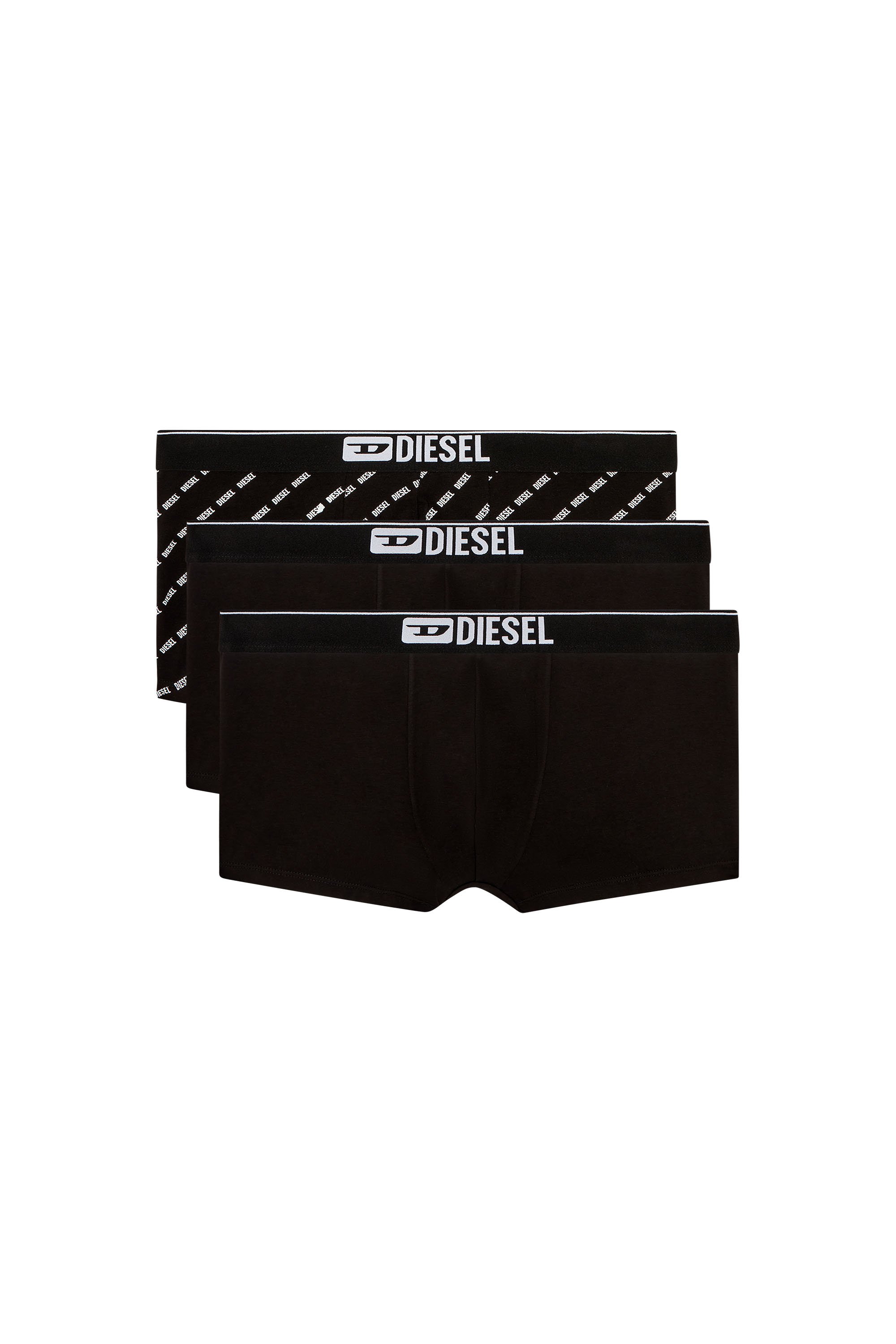 Diesel - DAMIEN-THREEPACK, Man's Three-pack boxer briefs with diagonal logo in Black - 1