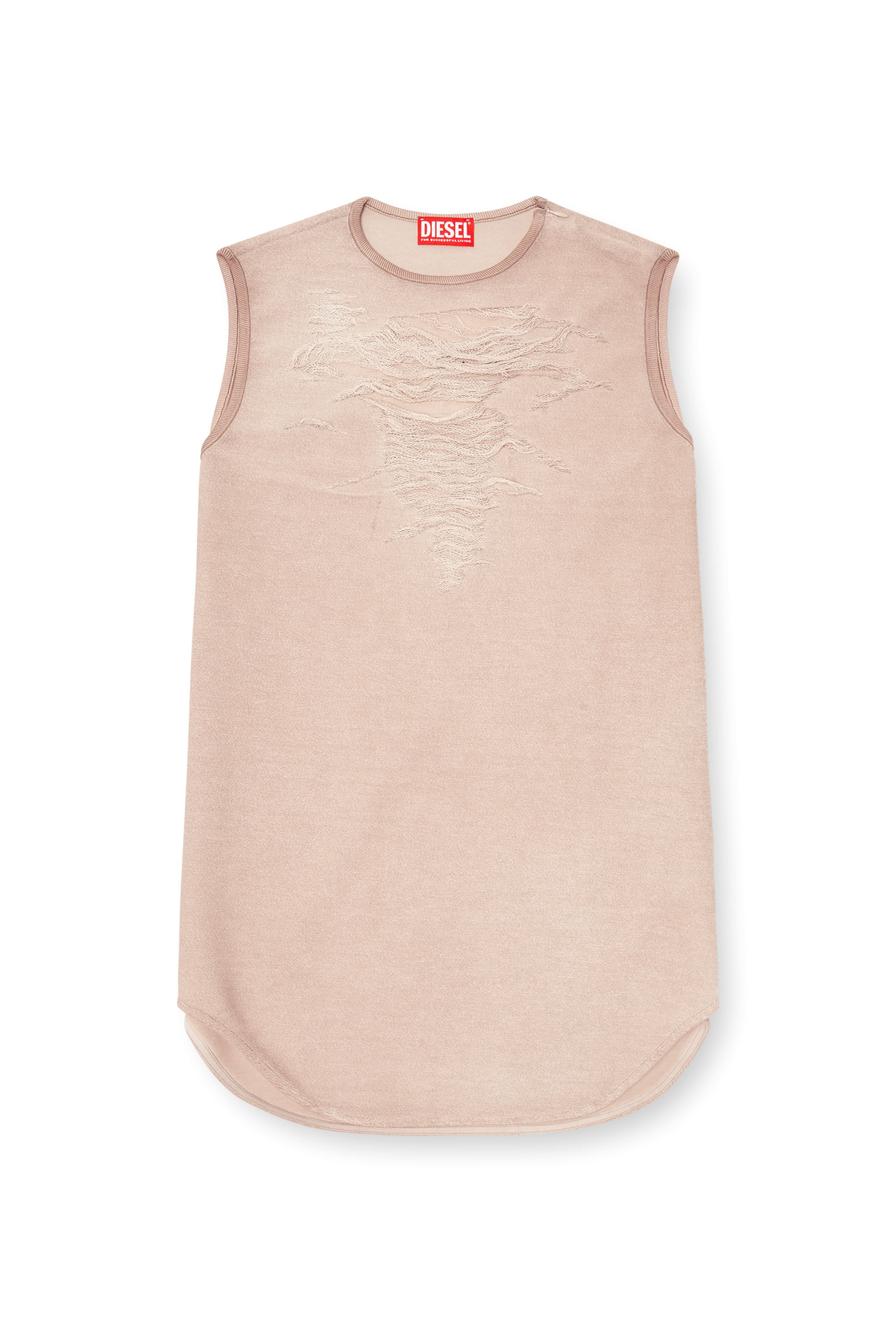 Diesel - D-YASY-S1, Woman's Short dress in devor&eacute; sweatshirt fabric in Pink - 1