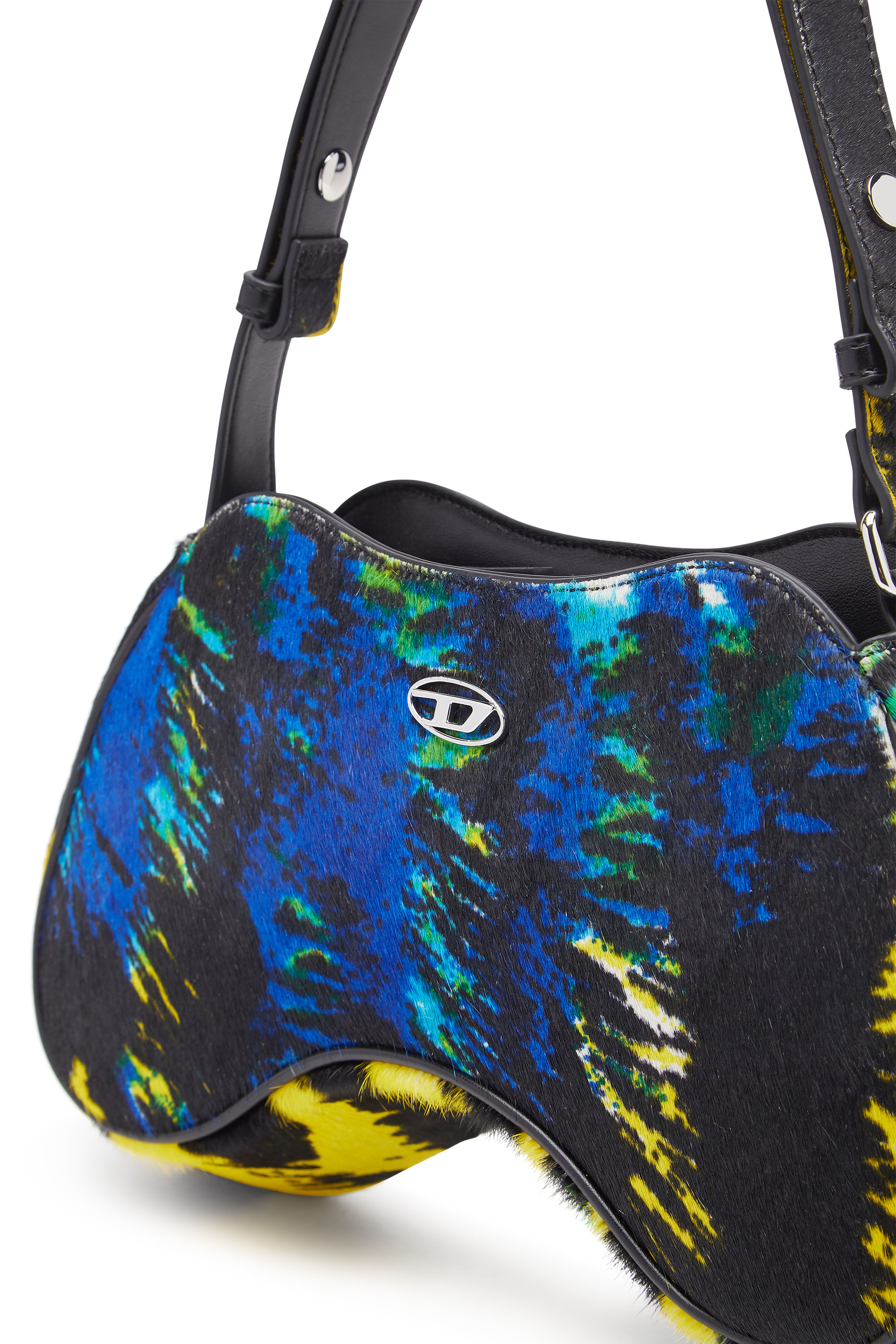 Diesel - PLAY SHOULDER, Woman's Play-Borsa a spalla in cavallino tigrato in Yellow/Blue - 5