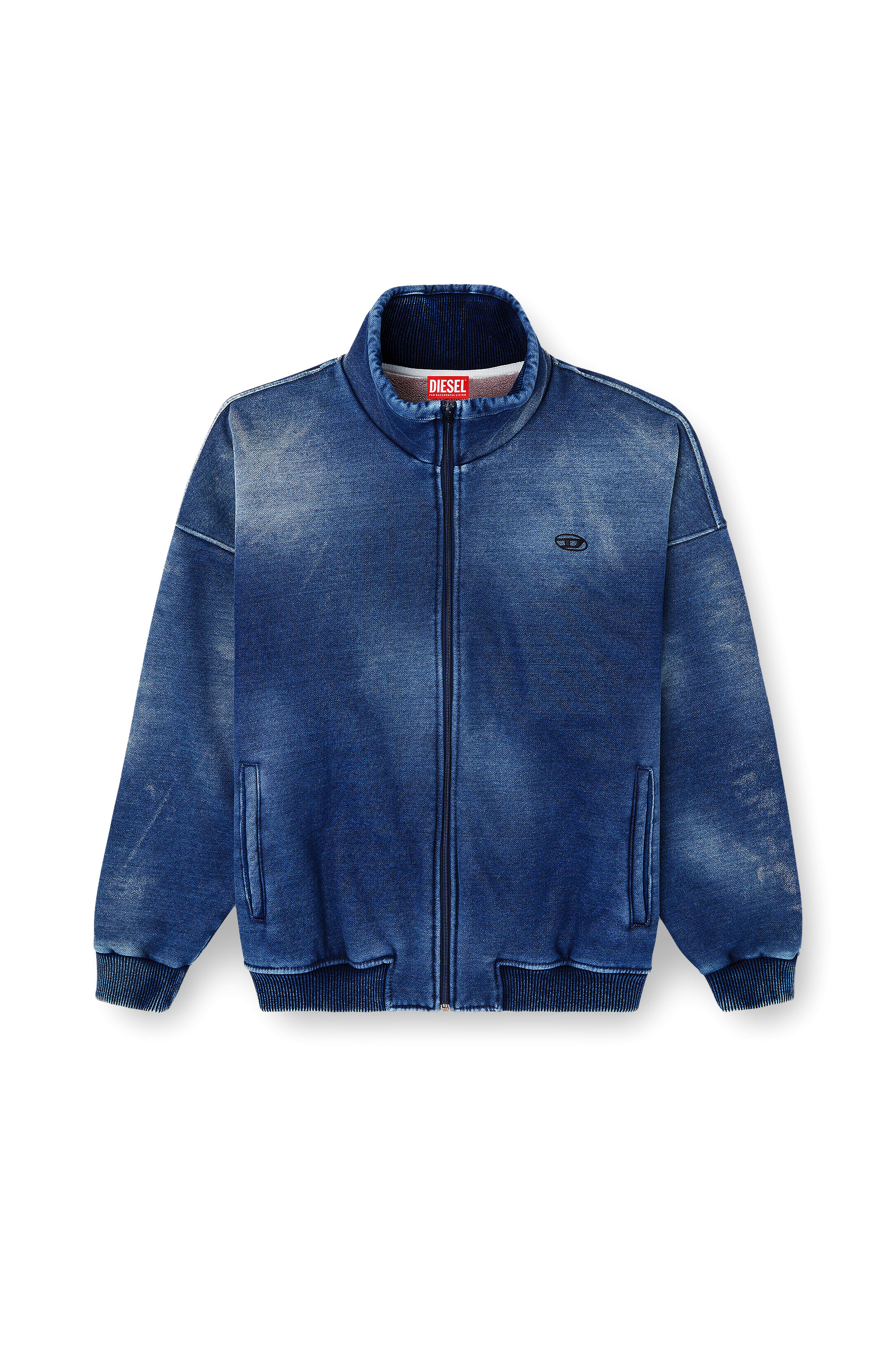 Diesel - S-BATEL-V1, Man's Teddy-lined zip jacket with denim effect in null - 3