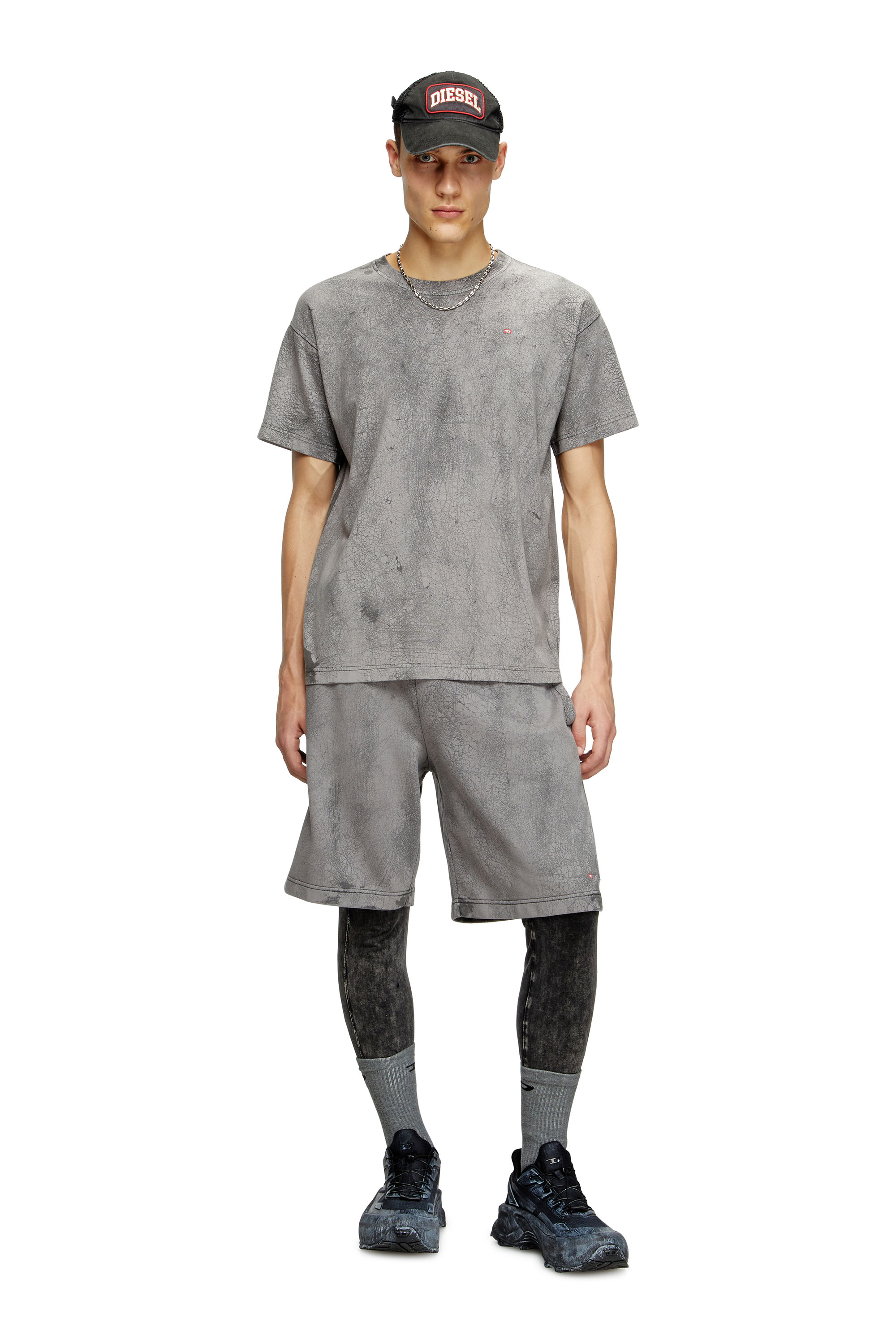 Diesel - T-NORM-T8, Man's T-shirt in waxed jersey in Grey - 1