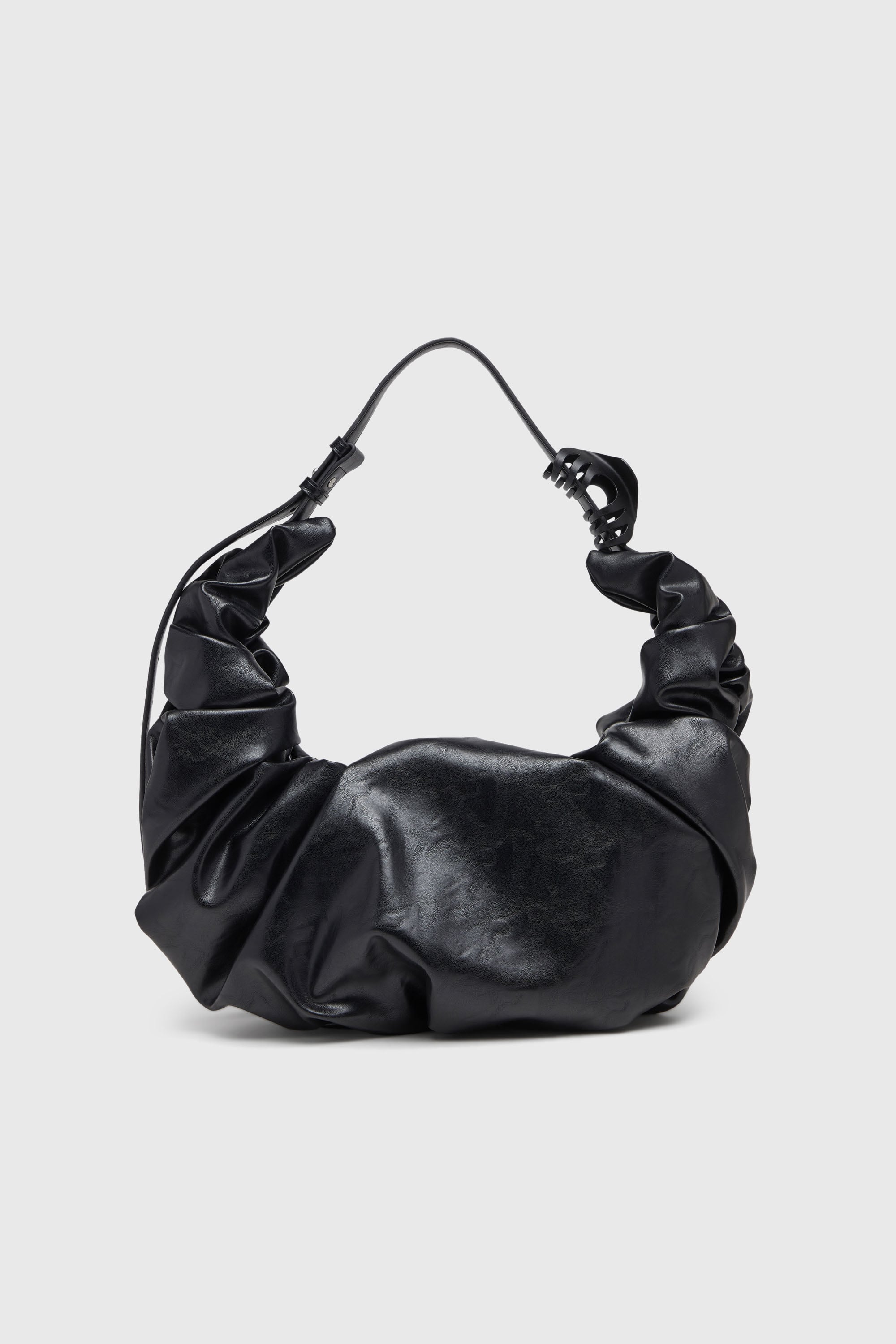 Diesel - GRAB-D HOBO L, Woman's Grab-D-Large scrunched hobo bag in Black - 3