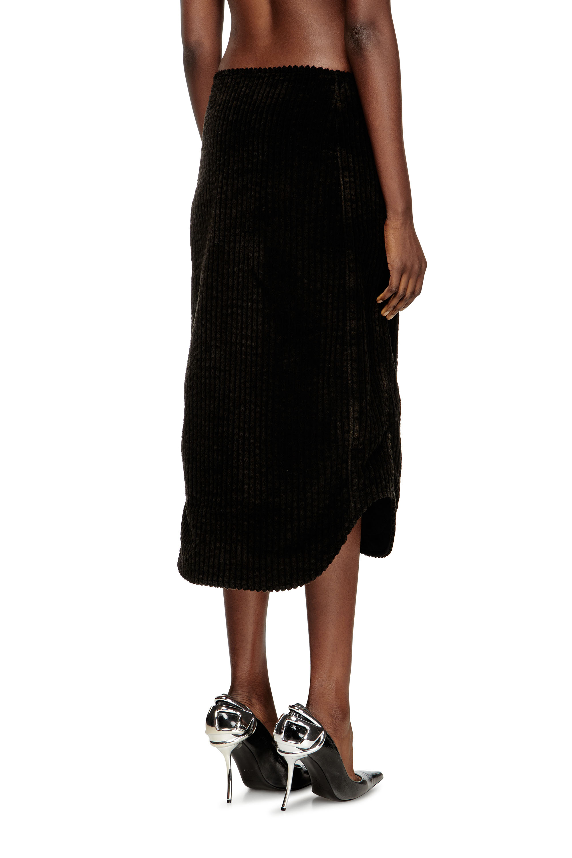 Diesel - O-LLIPOP, Woman's Cotton midi skirt with zipper in Black - 4