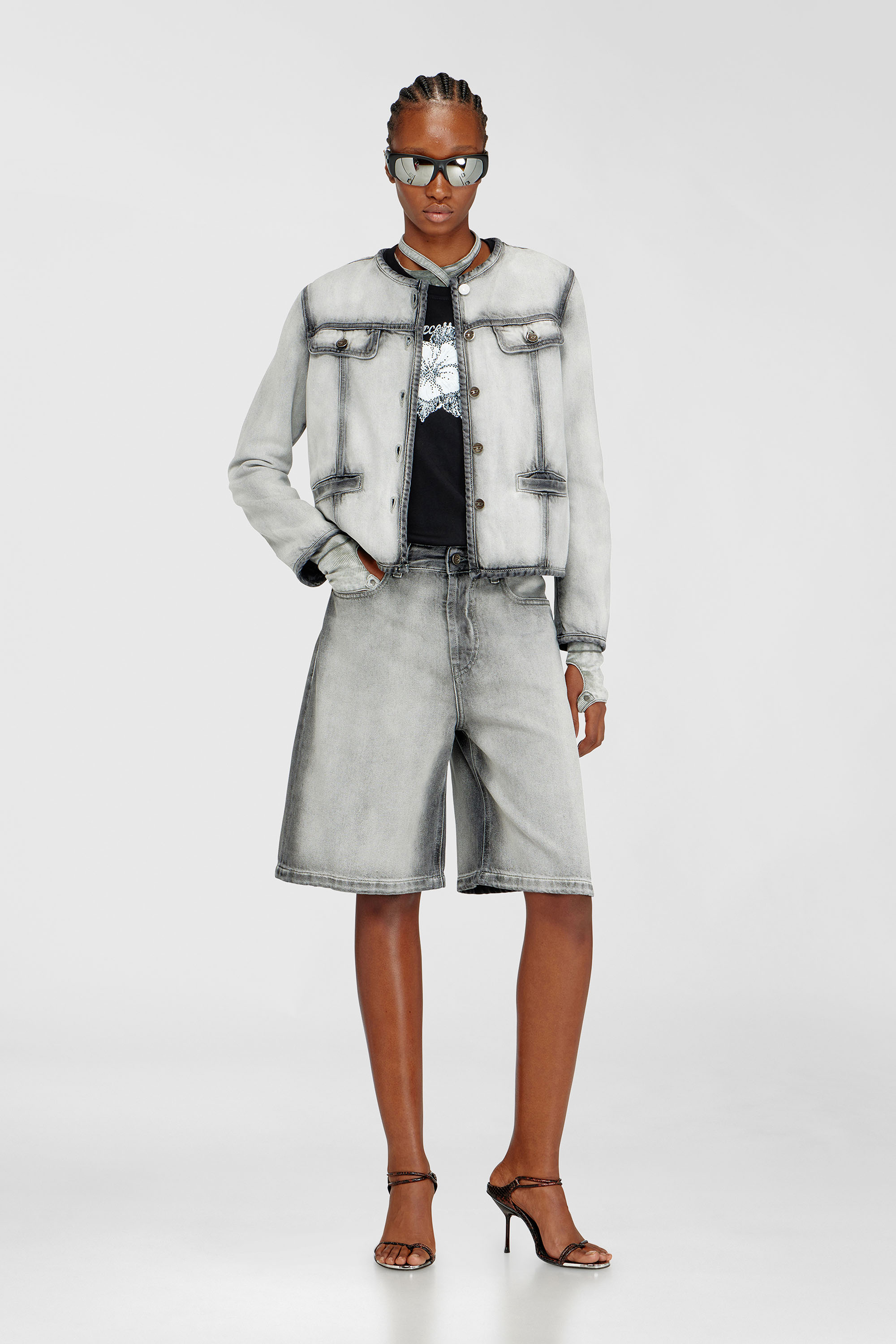 Diesel - DE-GRAFY-FSI, Woman's Jacket in soft skeleton denim in Grey - 2