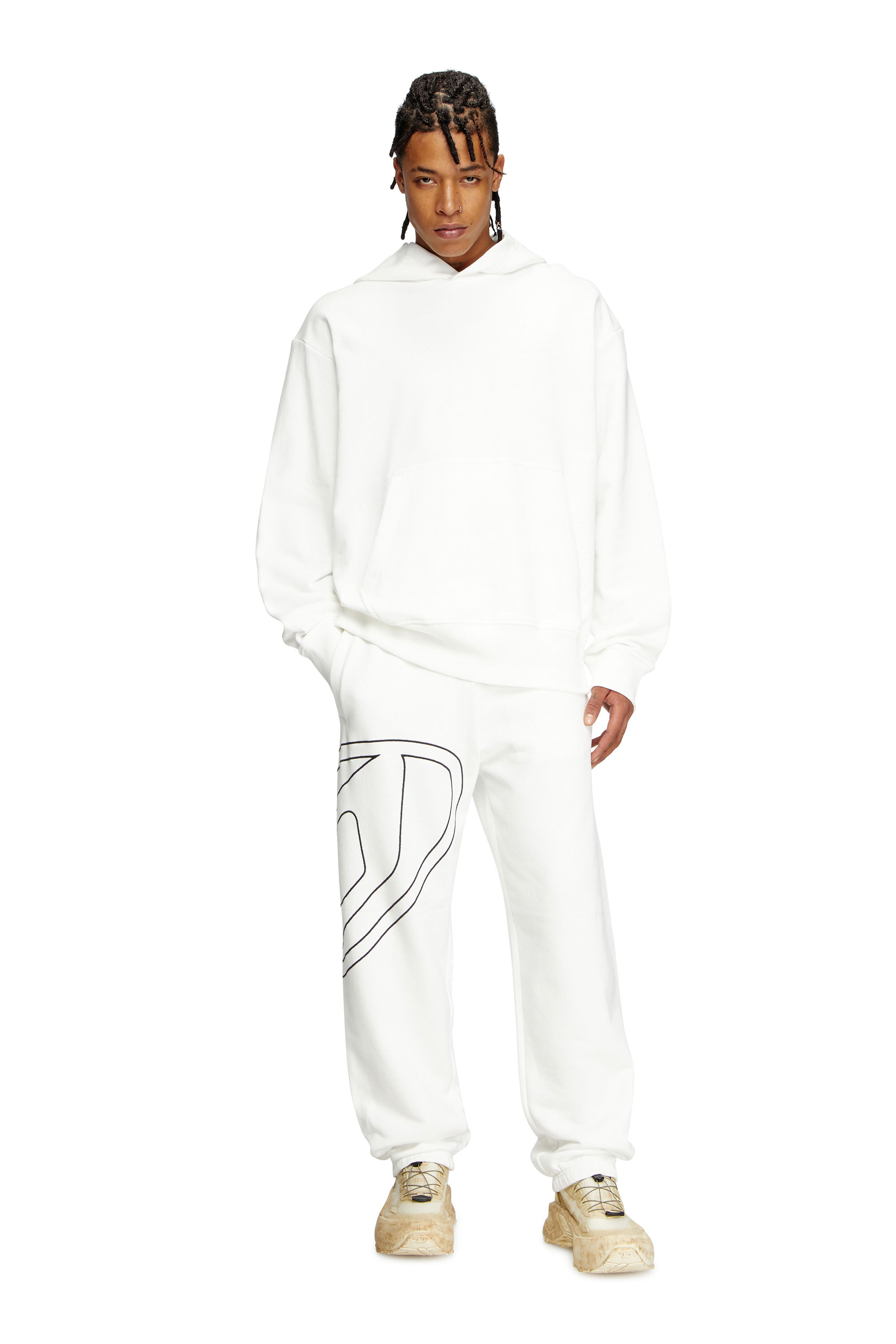 Diesel - P-MARKY-MEGOVAL-D, Man's Track pants with mega oval D in White - 1