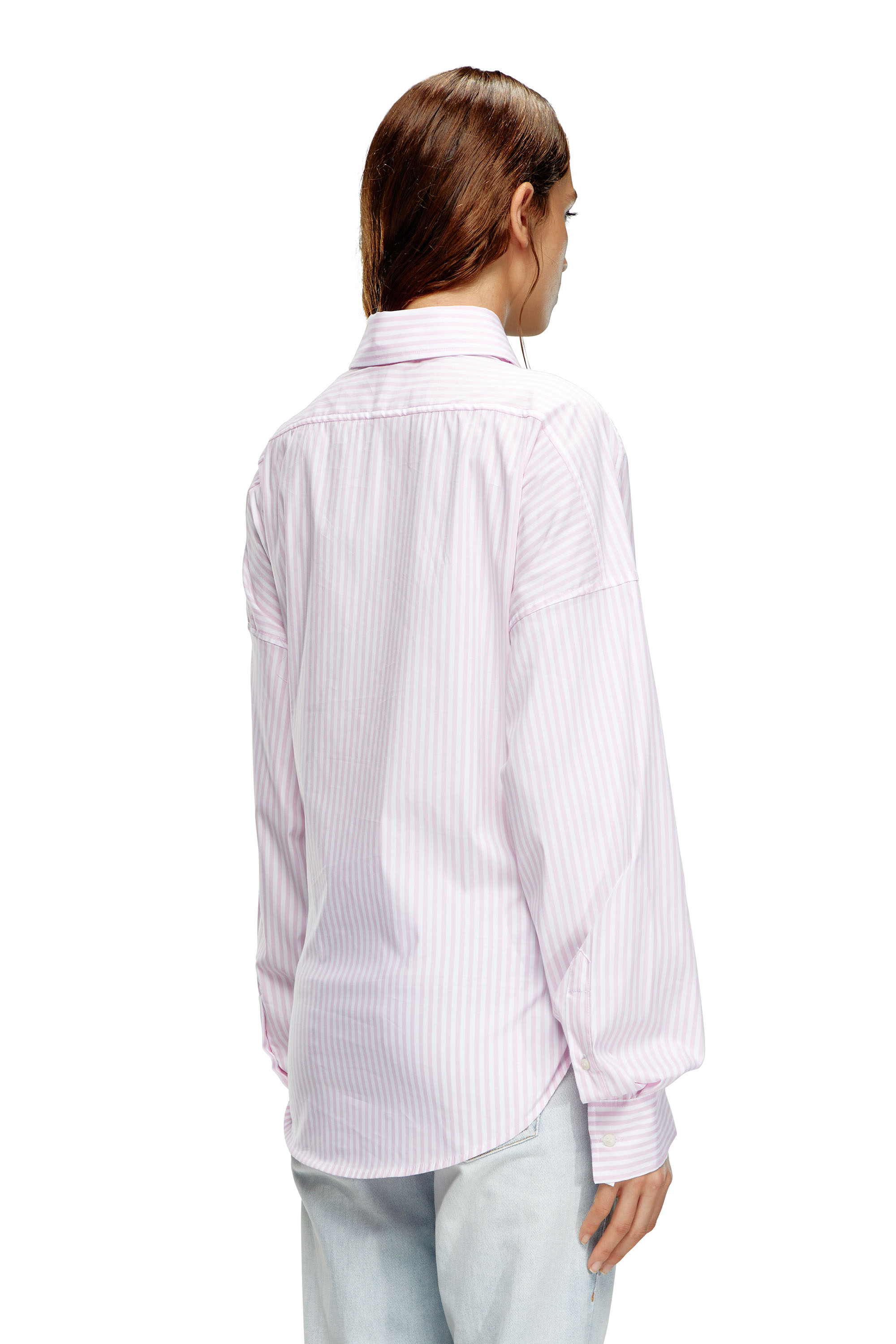 Diesel - C-SIZ-N2, Woman Striped wrap shirt with embossed logo in Pink - Image 3