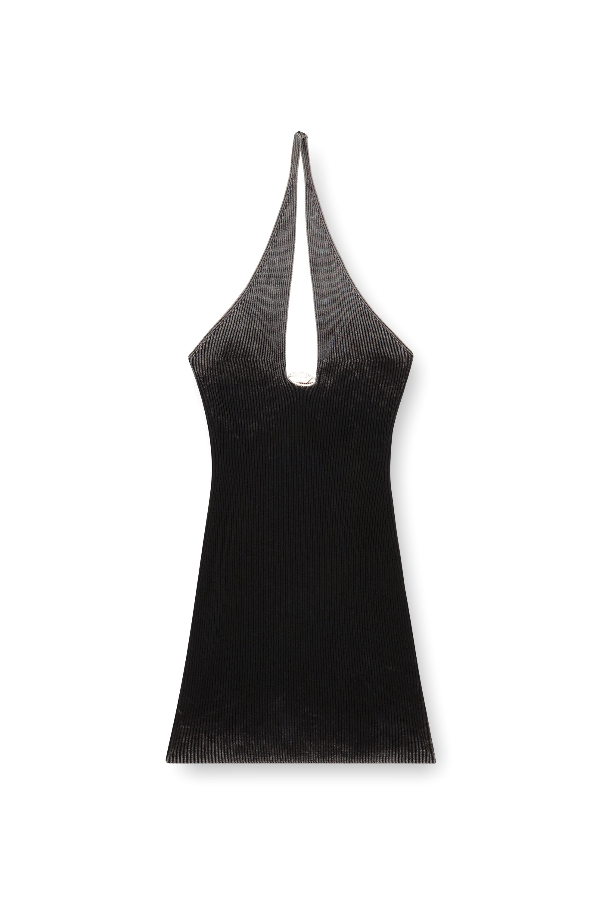 Diesel - M-LARISA, Woman Short halter dress in faded ribbed knit in Black - Image 1