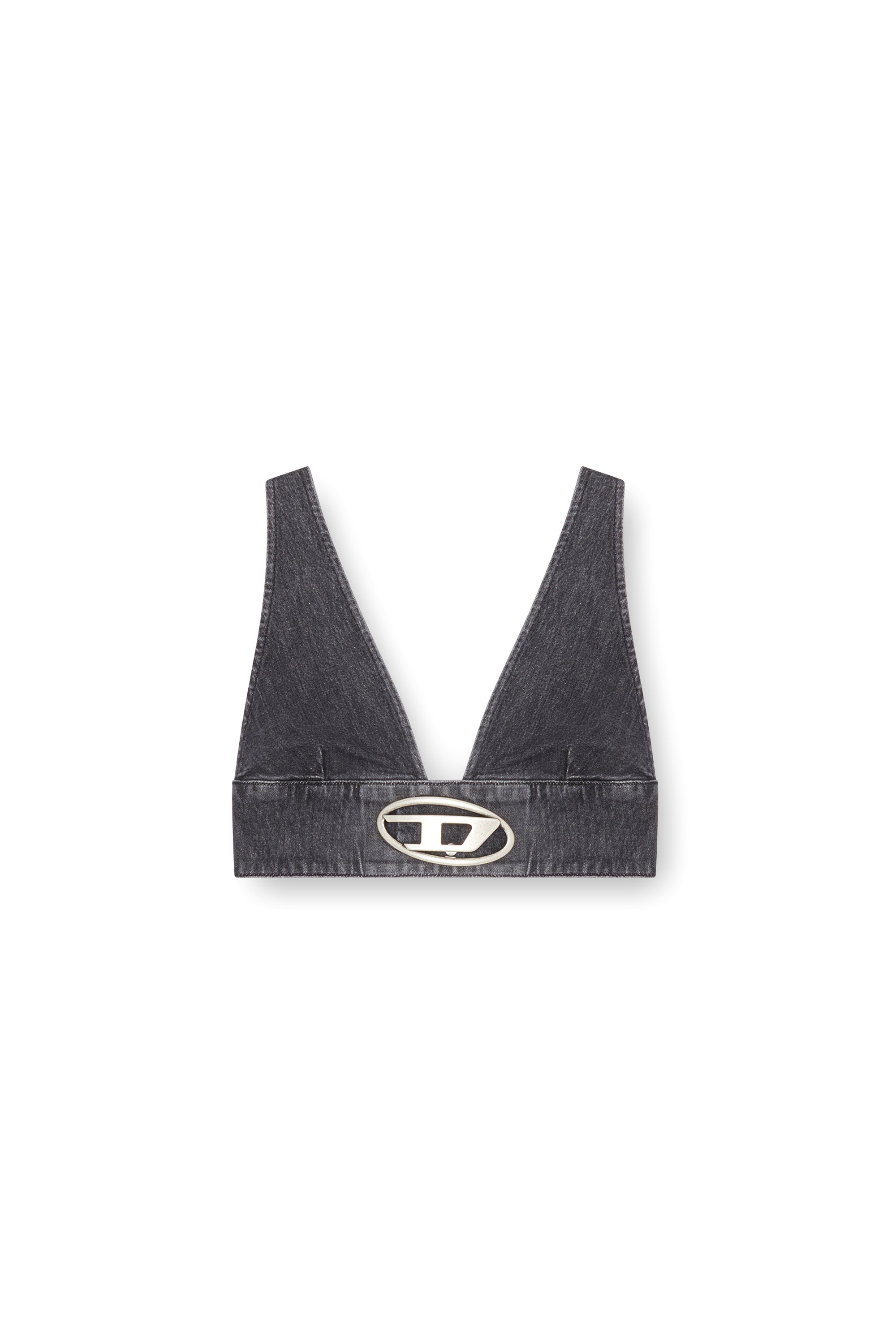Diesel - DE-ELLY-S, Woman Denim bra top with Oval D plaque in Black - Image 4