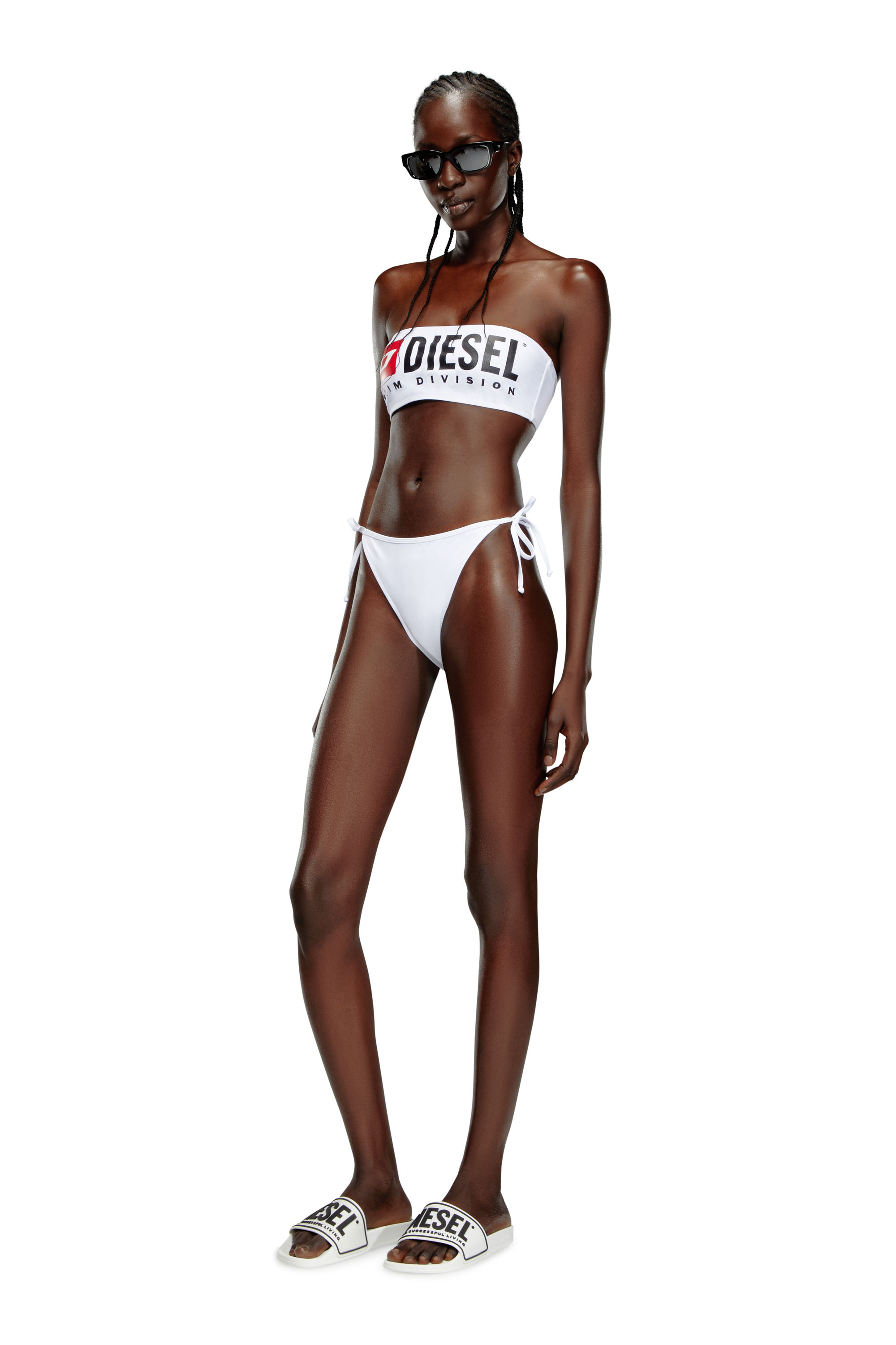 Diesel - BFPN-BRIGITTES, Woman Maxi logo bikini briefs in recycled nylon in White - Image 1
