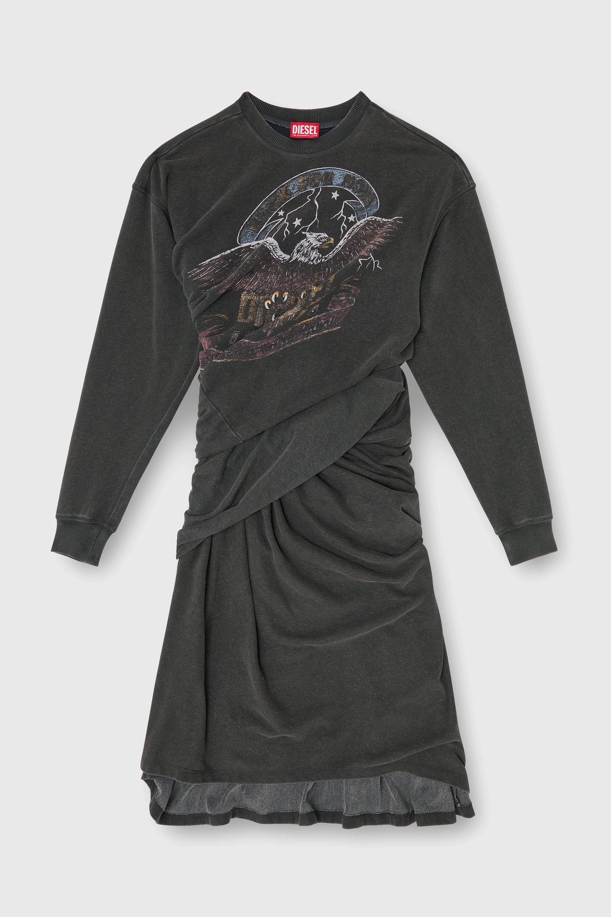 Diesel - D-NENCY, Woman's Sweatshirt dress with concert graphics in Black - 1