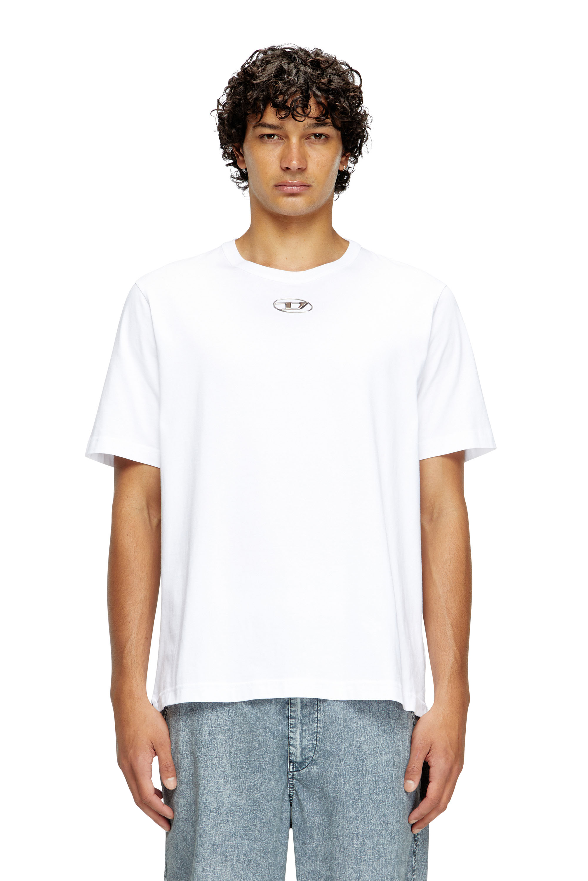 Diesel - T-JUST-OD, Man's T-shirt with injection moulded logo in White - 3