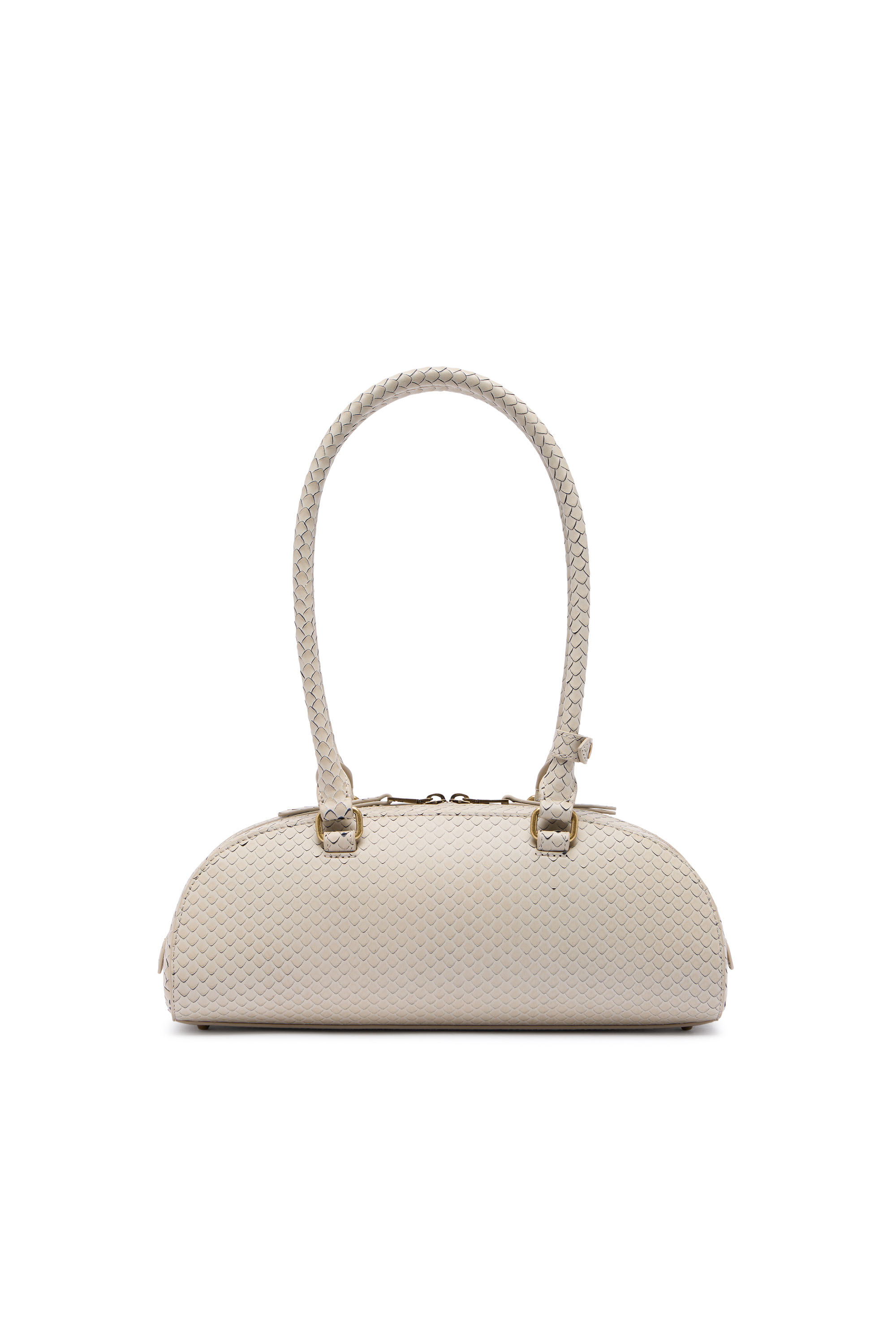 Diesel - 1DR DOME SHOULDER EW, Woman's 1DR Dome-Elongated bowling bag in textured leather in Beige - 4