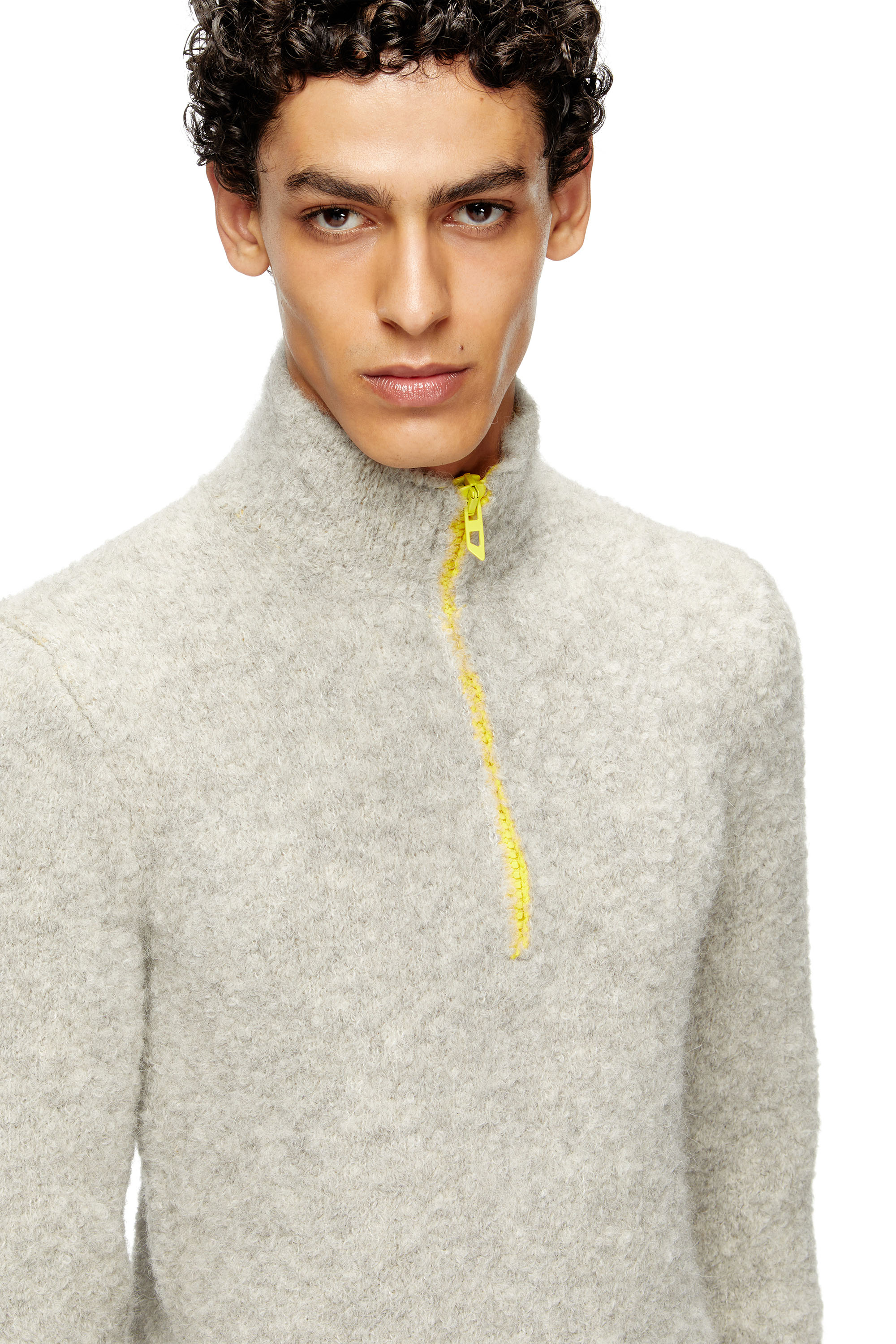 Diesel - K-ELLER, Man's Half-zip jumper with contrast interior in Grey - 5