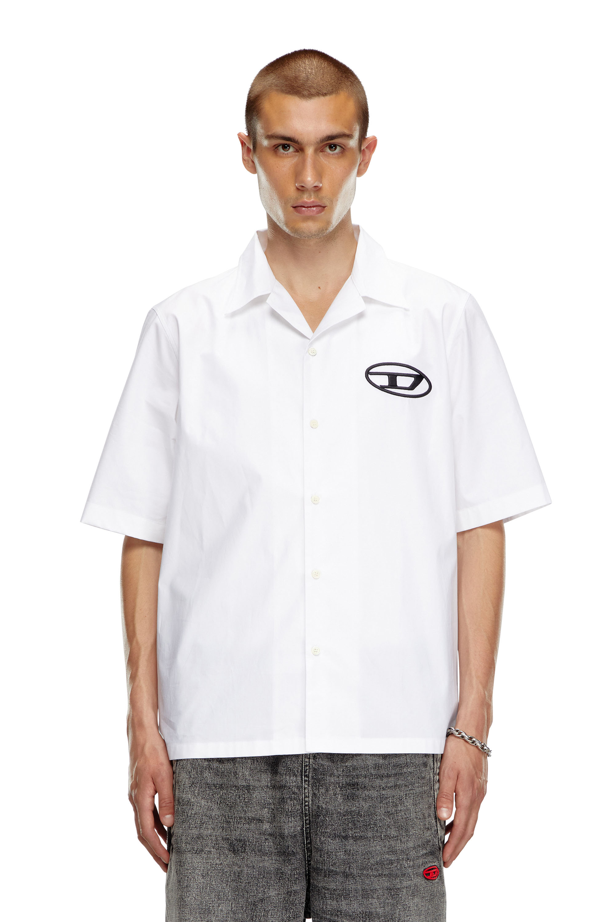 Diesel - S-MAC-C, Man Bowling shirt with logo embroidery in White - Image 5