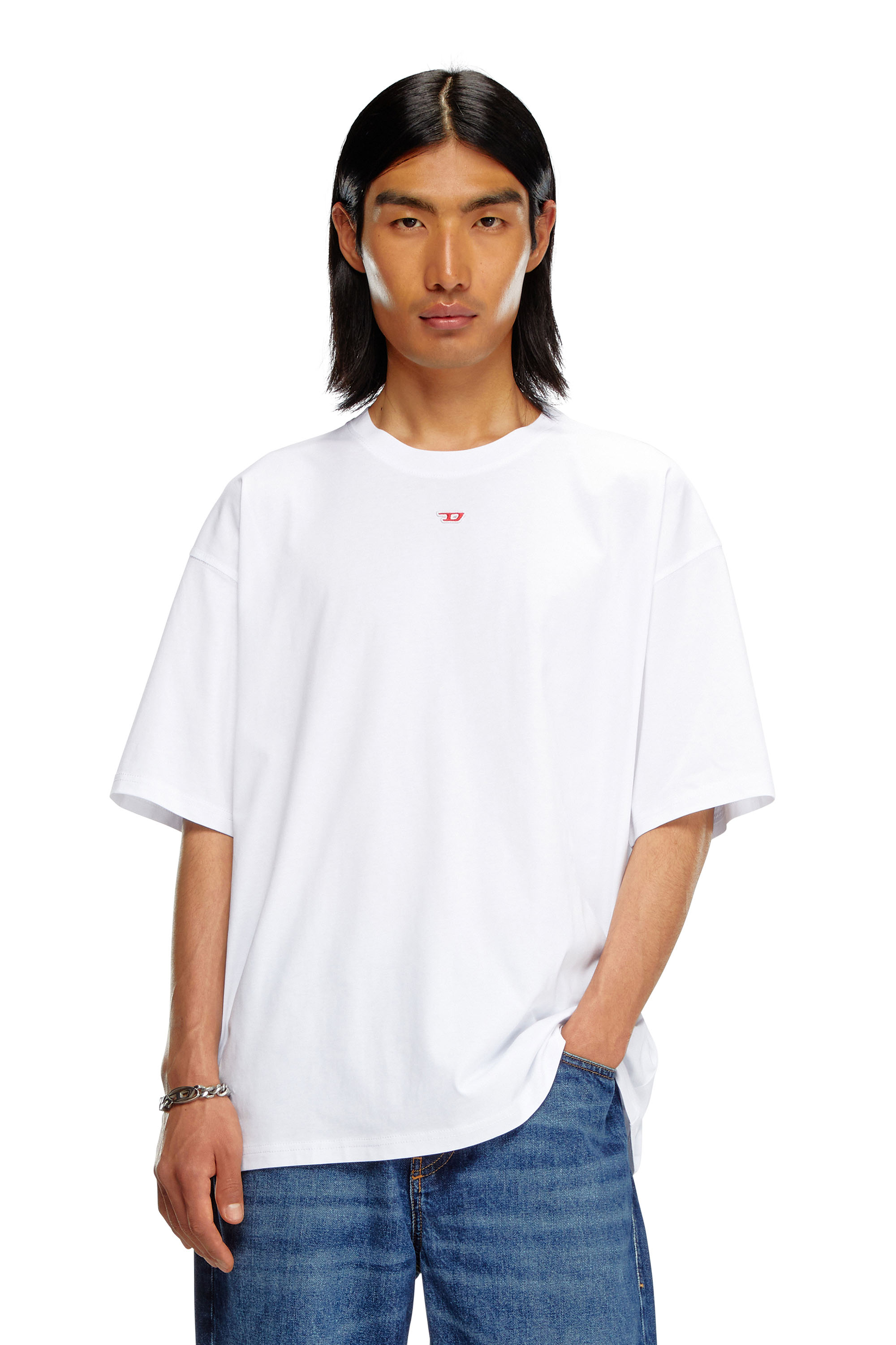 Diesel - T-BOXT-D, Unisex's T-shirt with embroidered D patch in White - 2