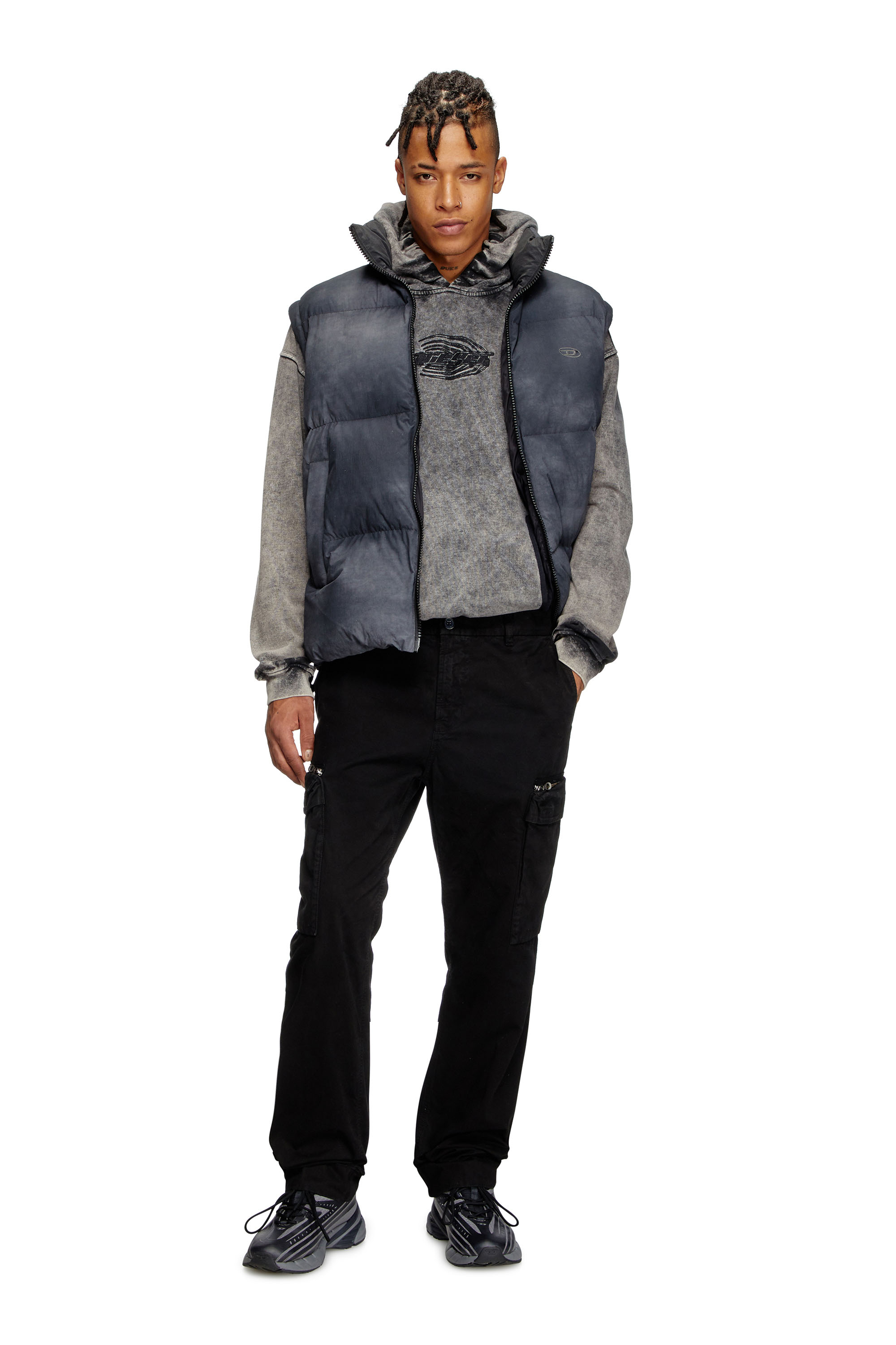 Diesel - P-YE, Man's Pants in faded peachskin twill in Black - 1