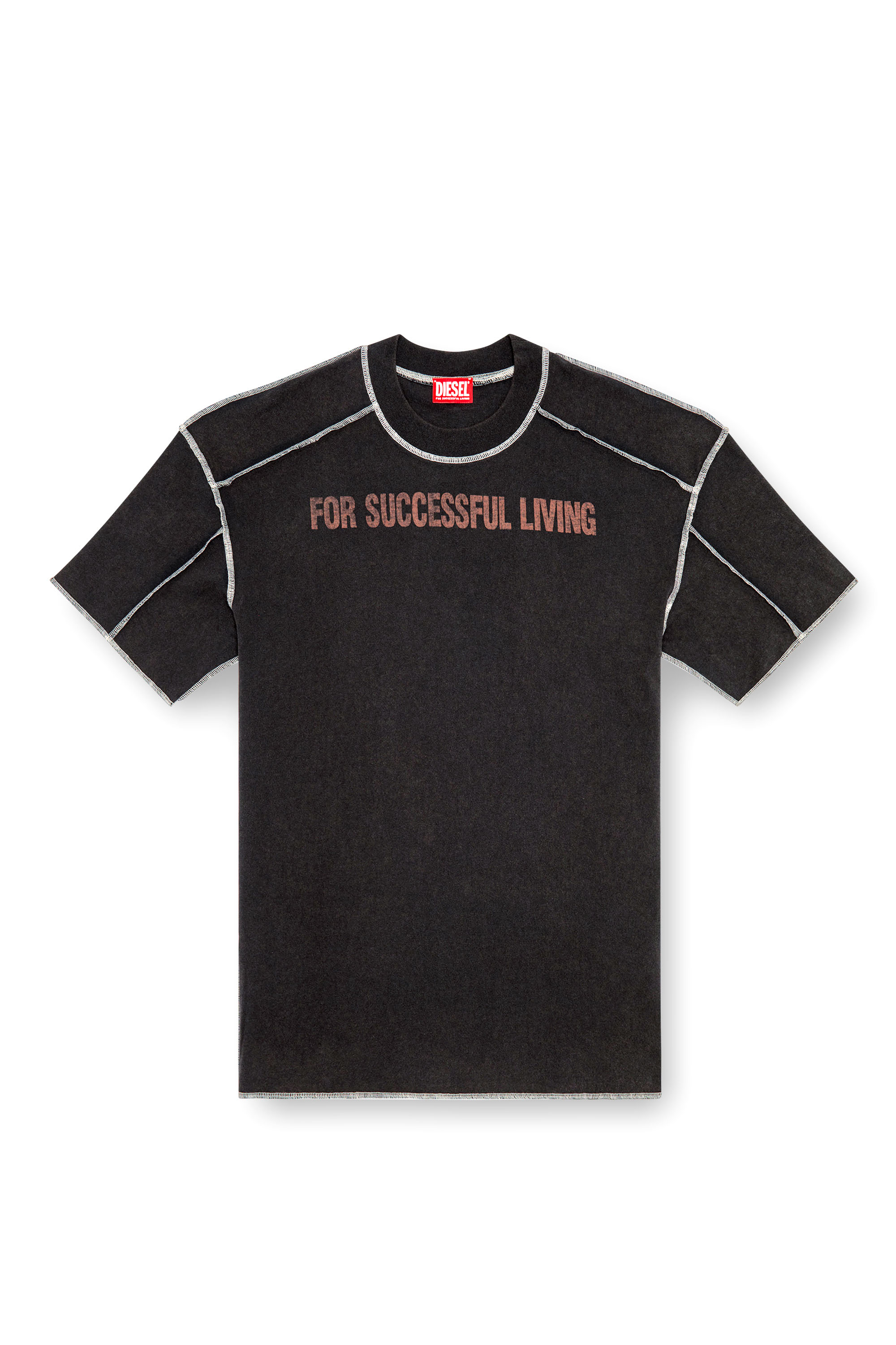Diesel - T-CRAOR, Man T-shirt with inside-out effect in Black - Image 3