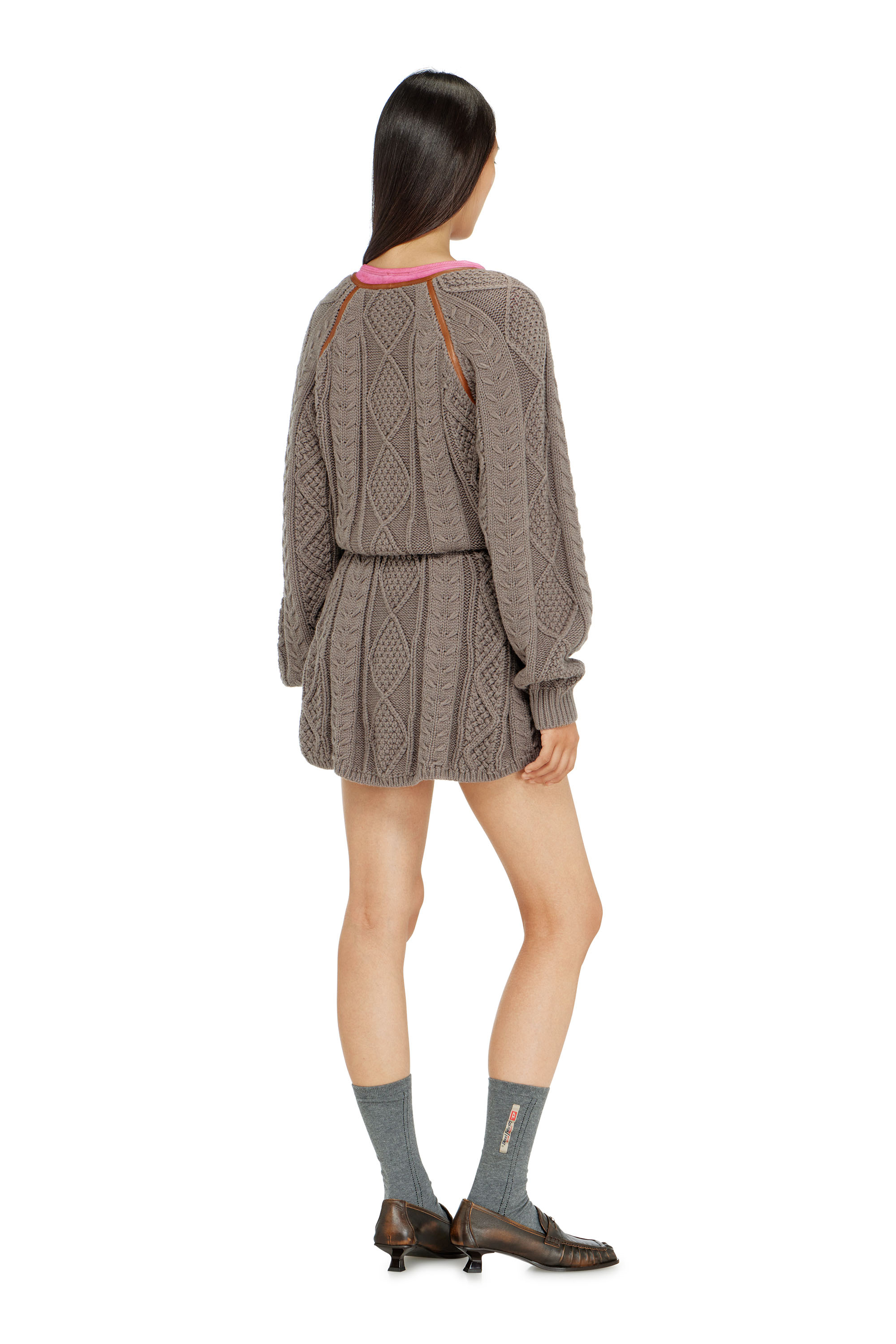 Diesel - M-INTESSE, Woman's Mini cardigan dress in cable knit in Grey - 4