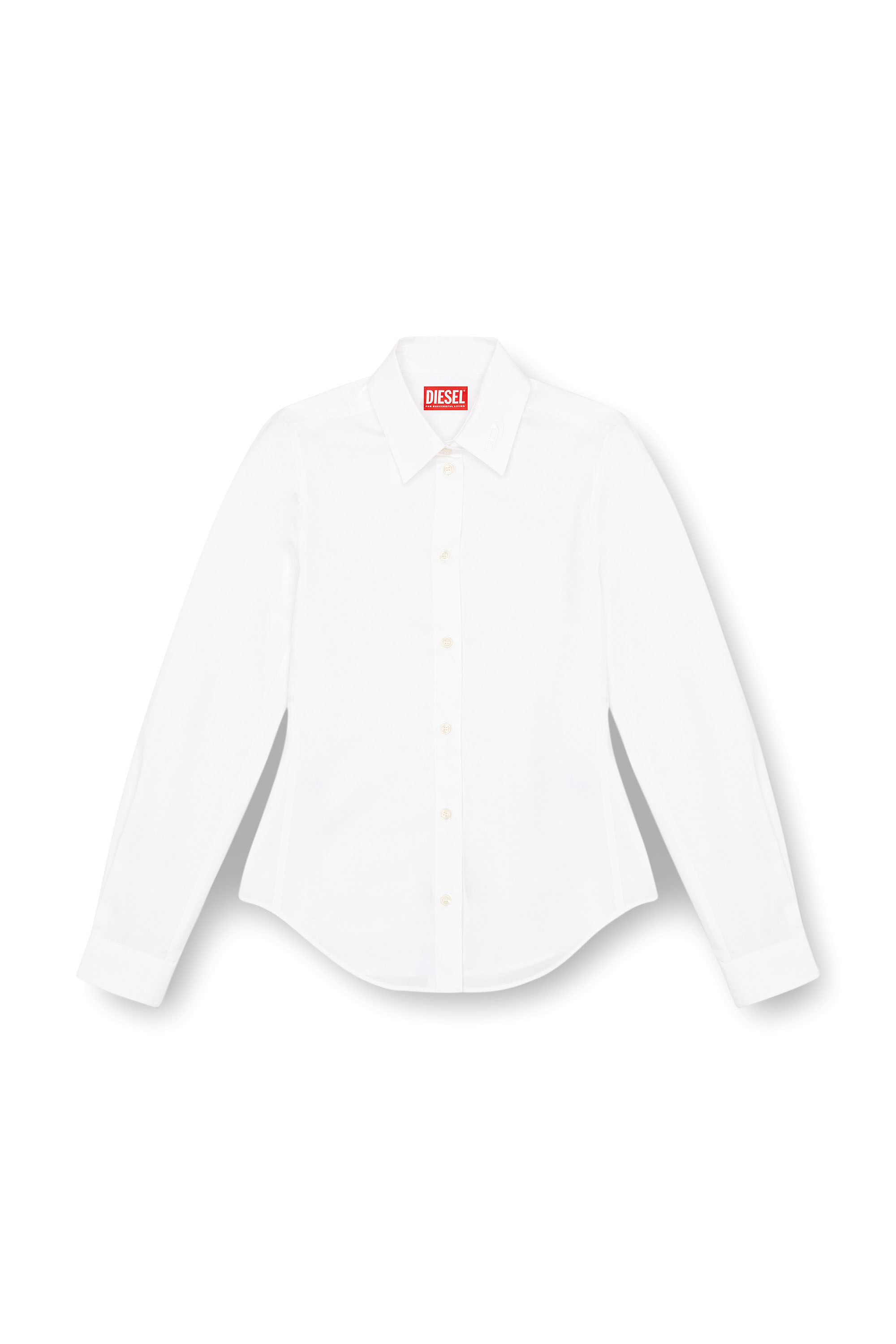 Diesel - C-GISEL-P1, Woman's Shirt with logo-embroidered collar in White - 5